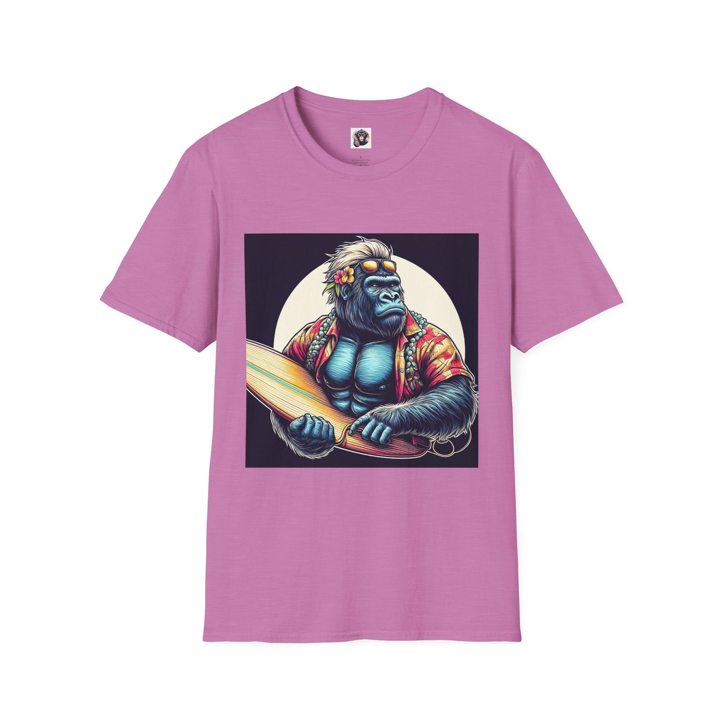 Gorilla surfer T-Shirt Printify S Heather Radiant Orchid