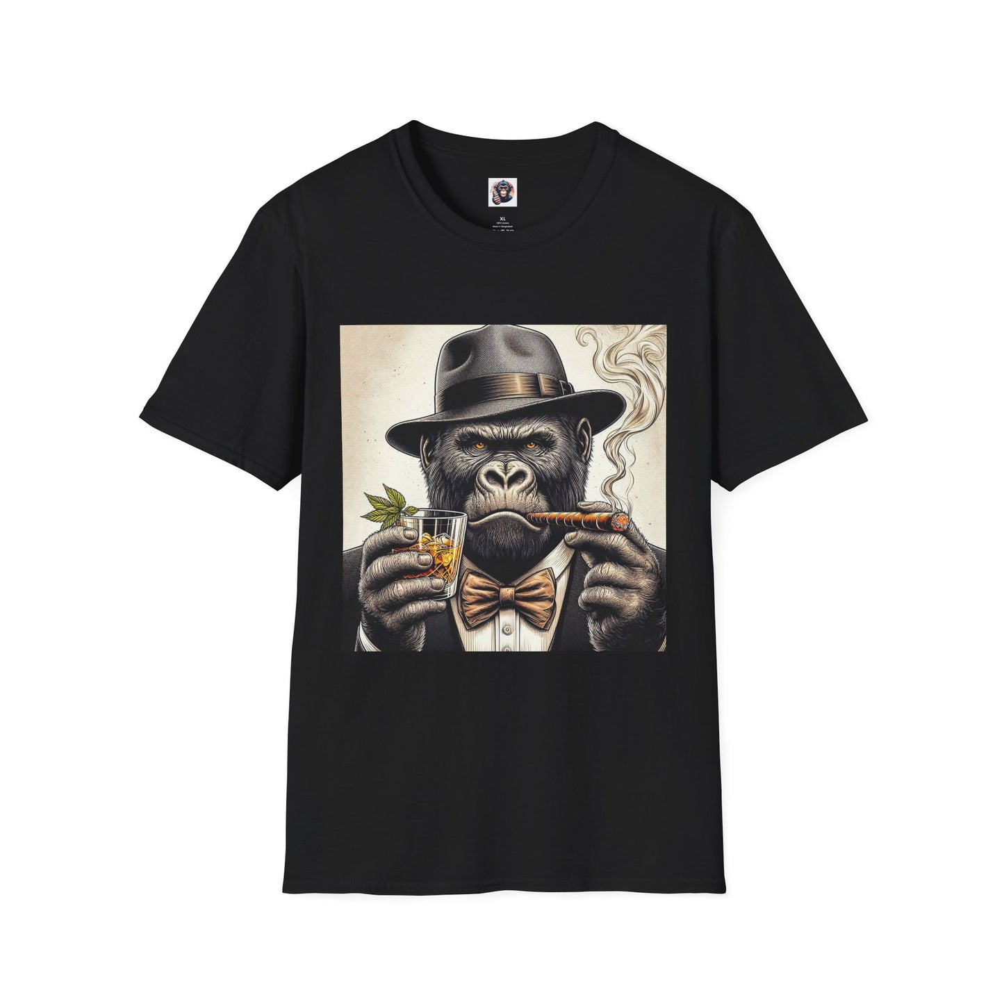 Gorilla whiskey and cigars T-Shirt Printify XS Black