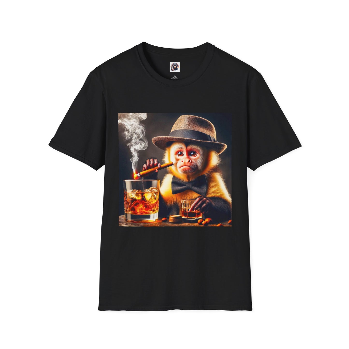 Capuchin Monkey smoking shirt T-Shirt Printify XS Black