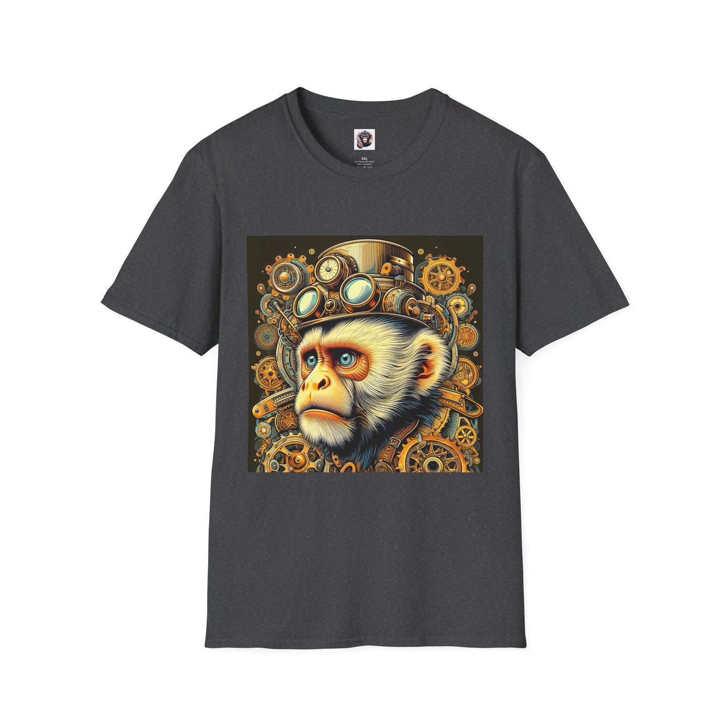Steam punk Capuchin Monkey T-Shirt Printify XS Dark Heather