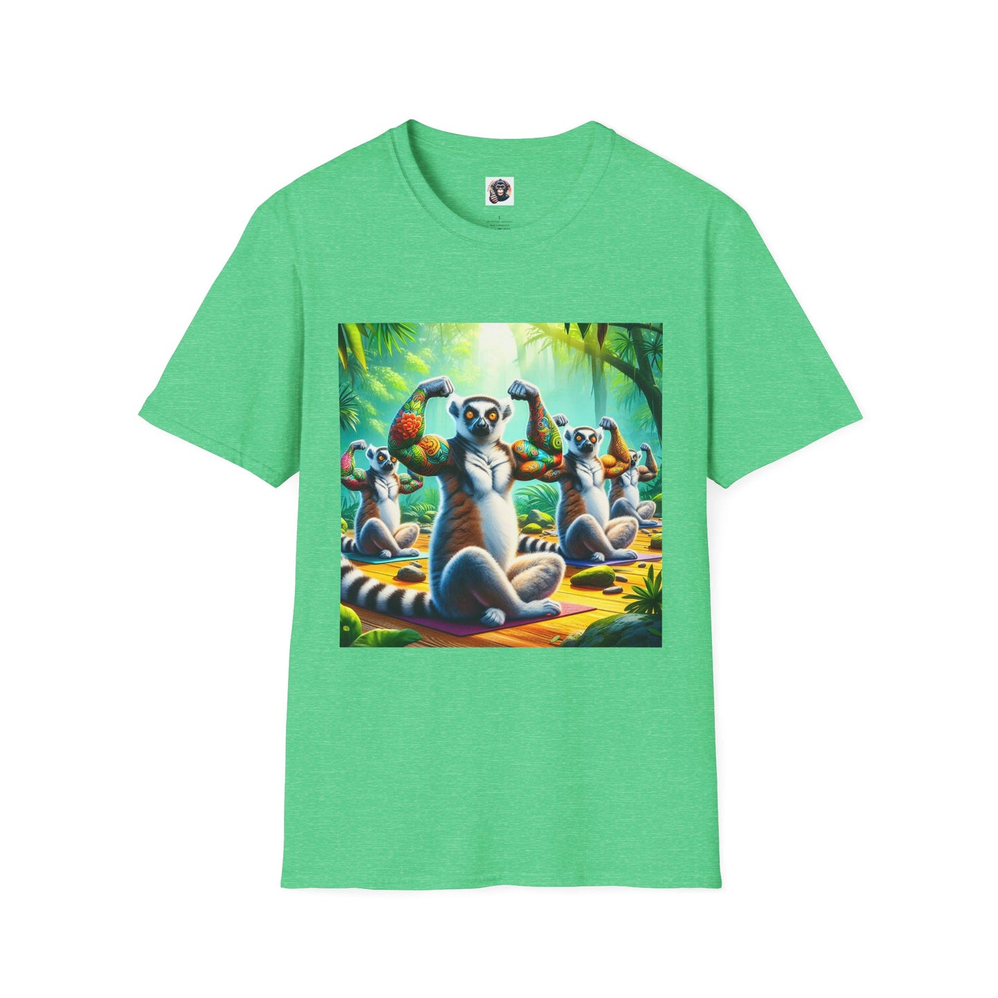 Lemurs yoga T-Shirt Printify S Heather Irish Green