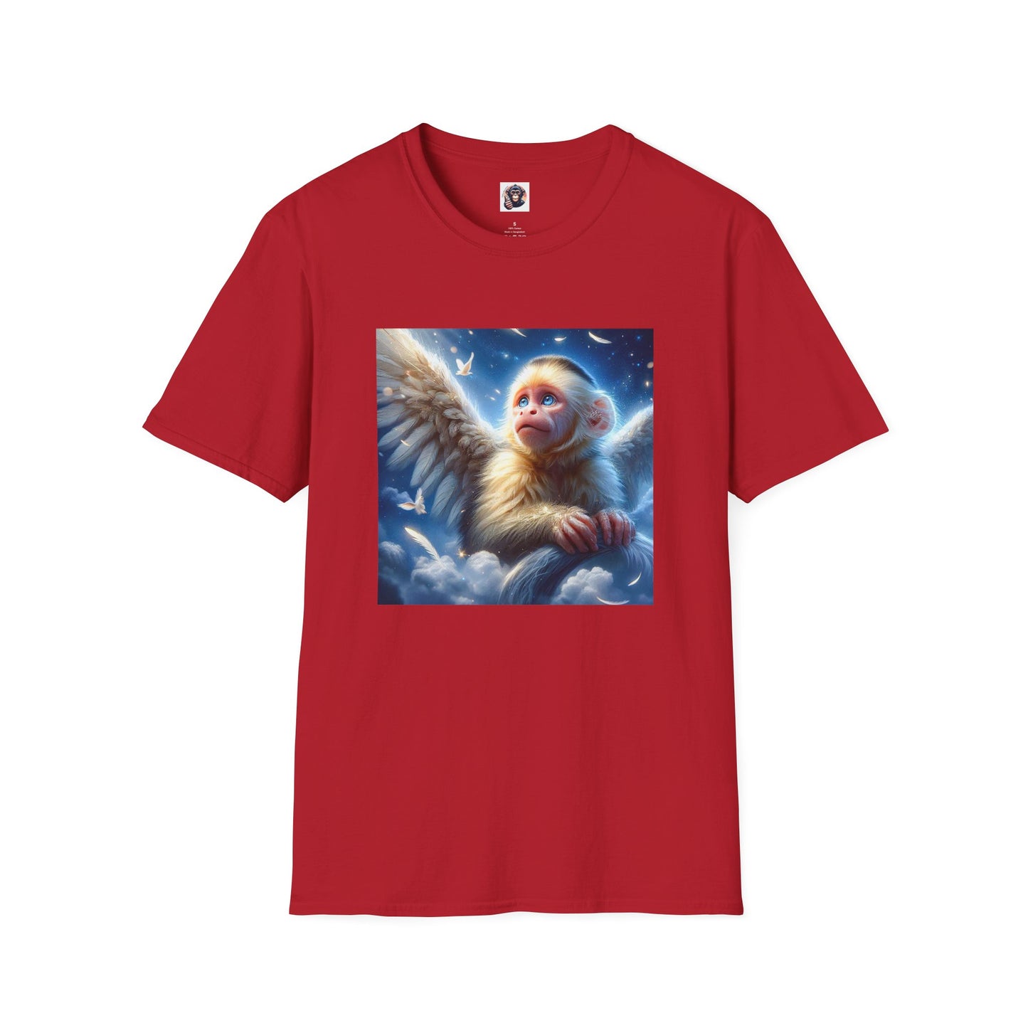 Capuchin Monkey Angel wings T-Shirt Printify S Cherry Red