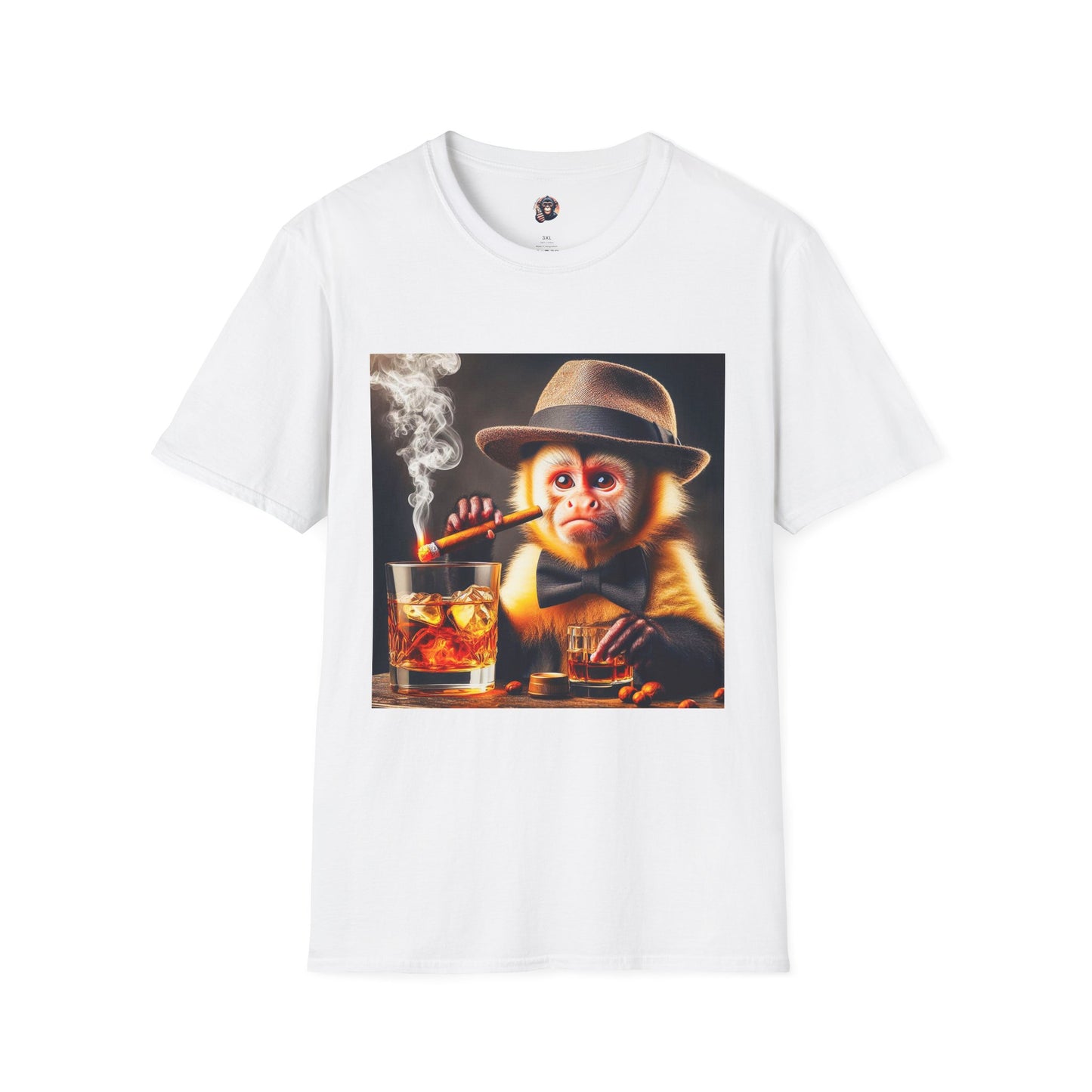 Capuchin Monkey smoking shirt T-Shirt Printify S White