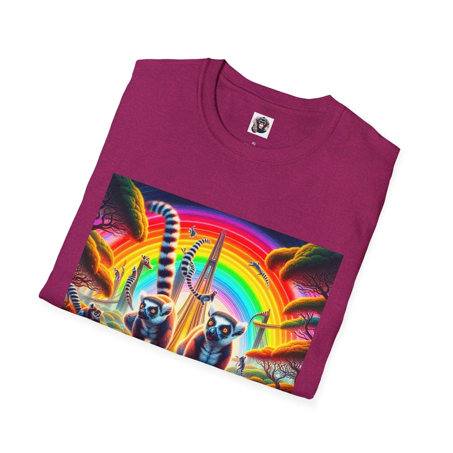 Lemurs Rainbow Graphic T Shirt For Men Women Cotton Crew Neck DTG Print Tee Premium Quality by Printify