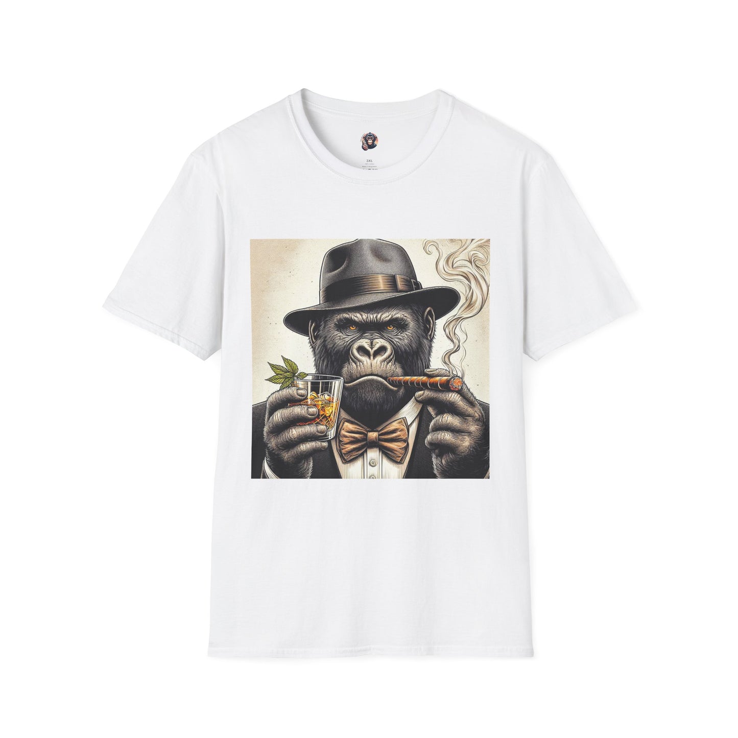 Gorilla whiskey and cigars T-Shirt Printify S White