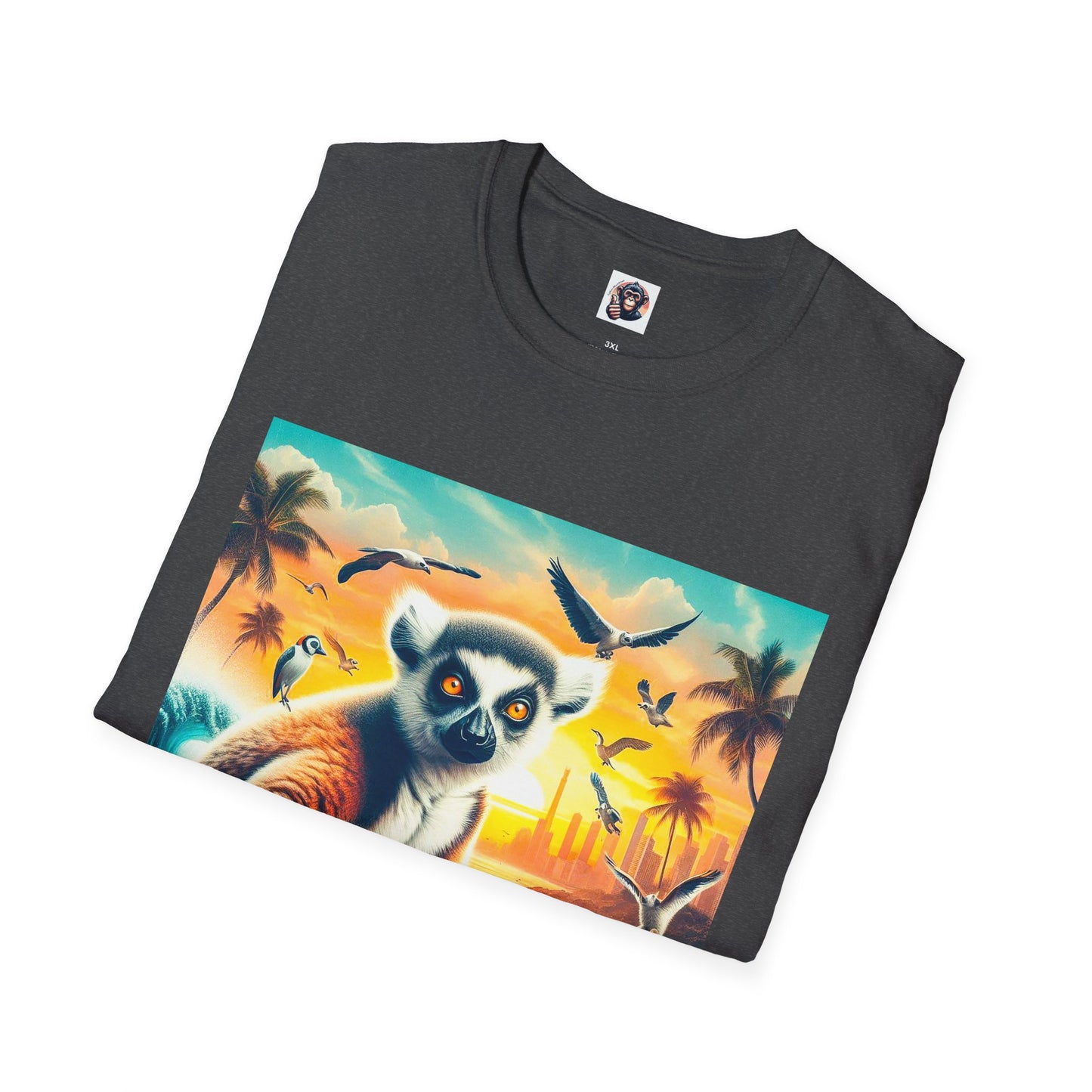 Lemurs surfing dude T-Shirt Printify