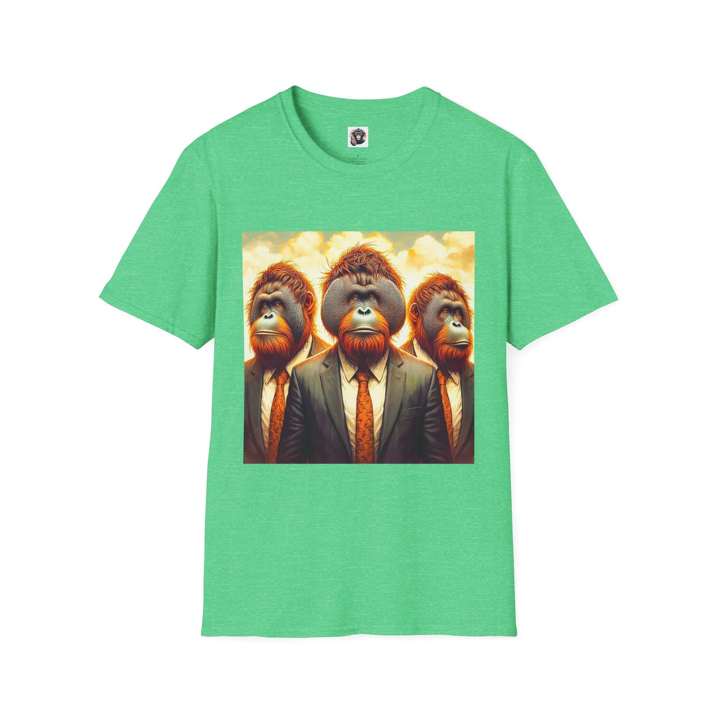 Orangutans business men T-Shirt Printify S Heather Irish Green