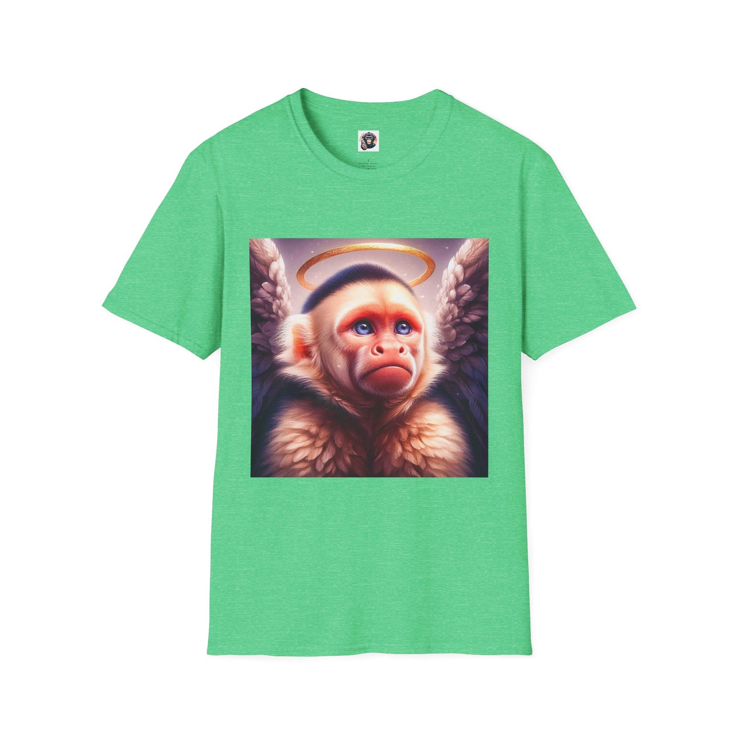 Capuchin Monkey heavenly Angel T-Shirt Printify S Heather Irish Green