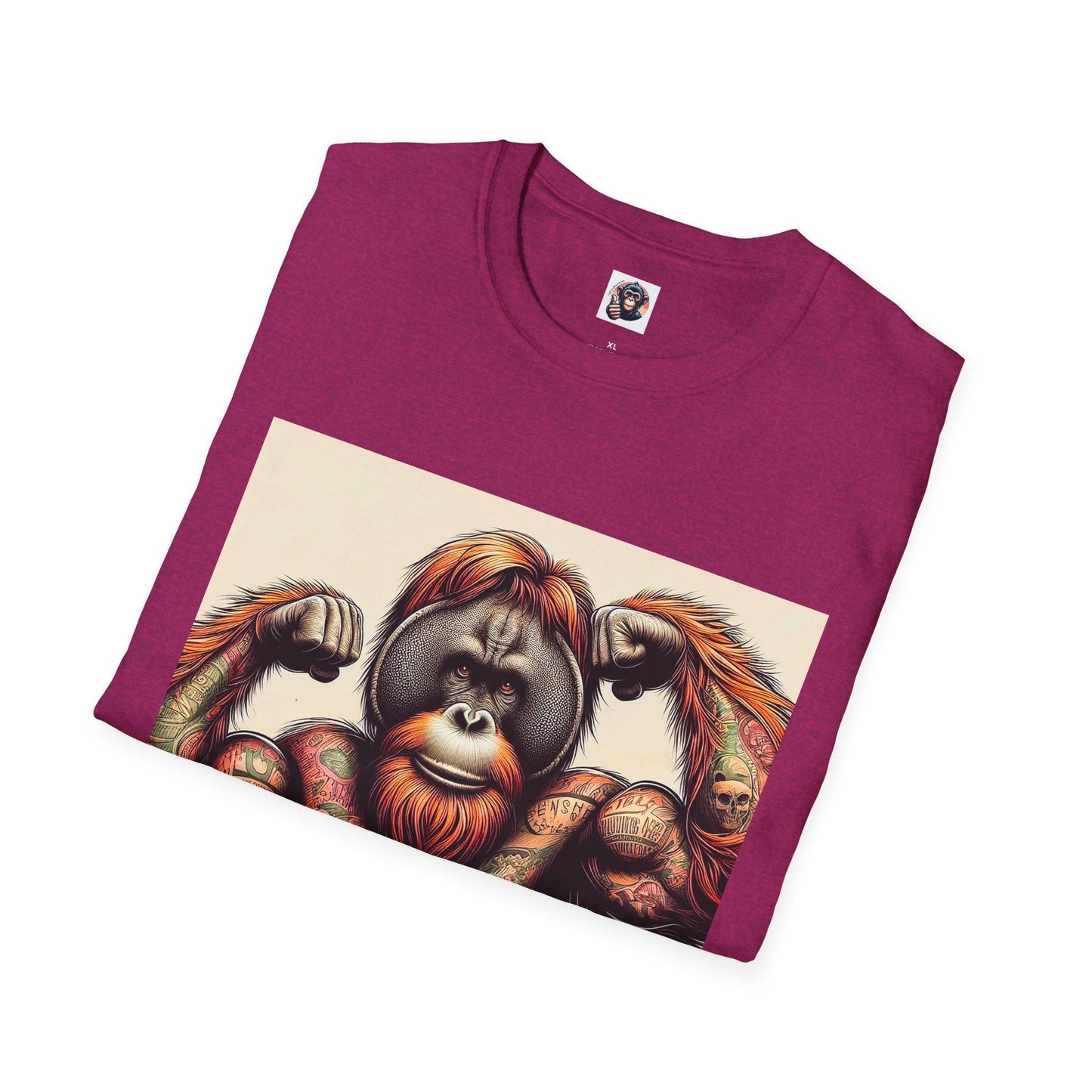 Orangutans Designs Muscular Orangutan Graphic T Shirt Gym Tee Cotton Crew Neck Unisex Fitness Wear by Printify