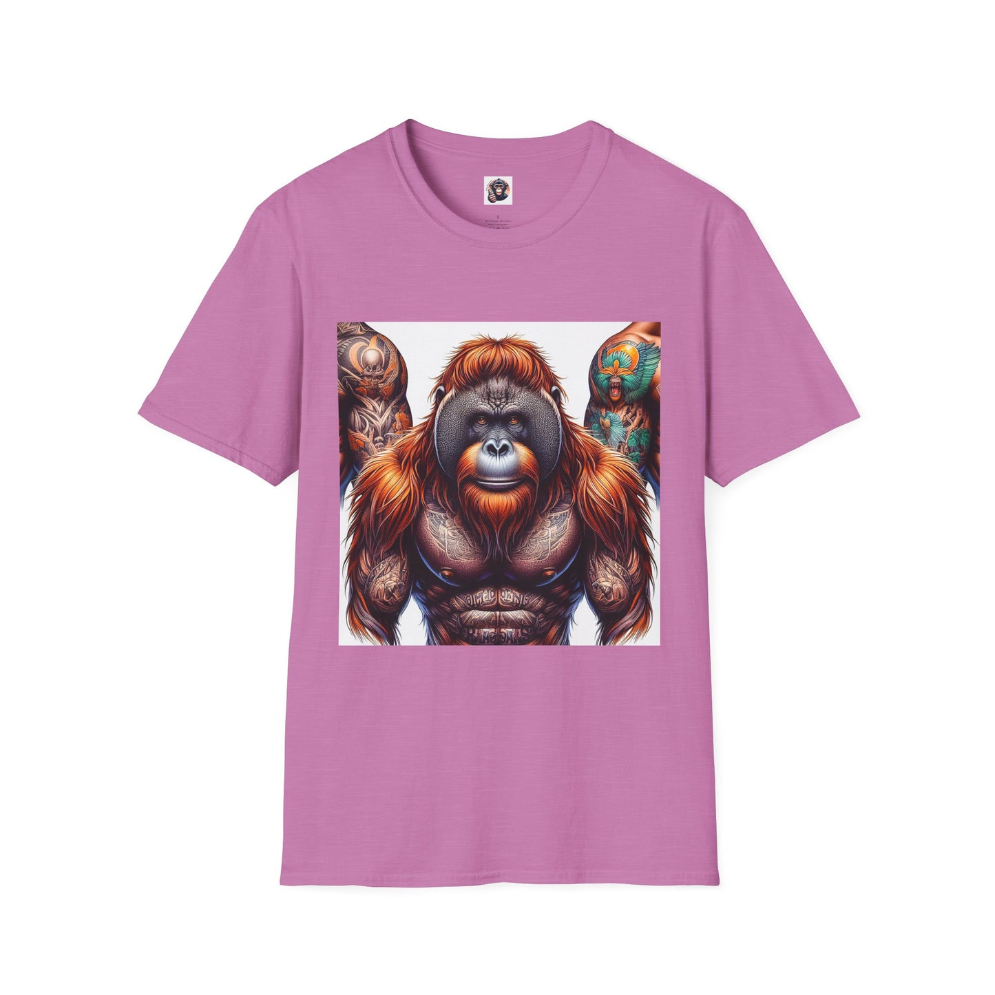 Orangutans muscles man T-Shirt Printify S Heather Radiant Orchid
