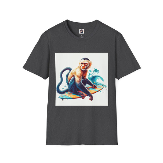 Capuchin Monkey ocean surfer T-Shirt Printify XS Dark Heather