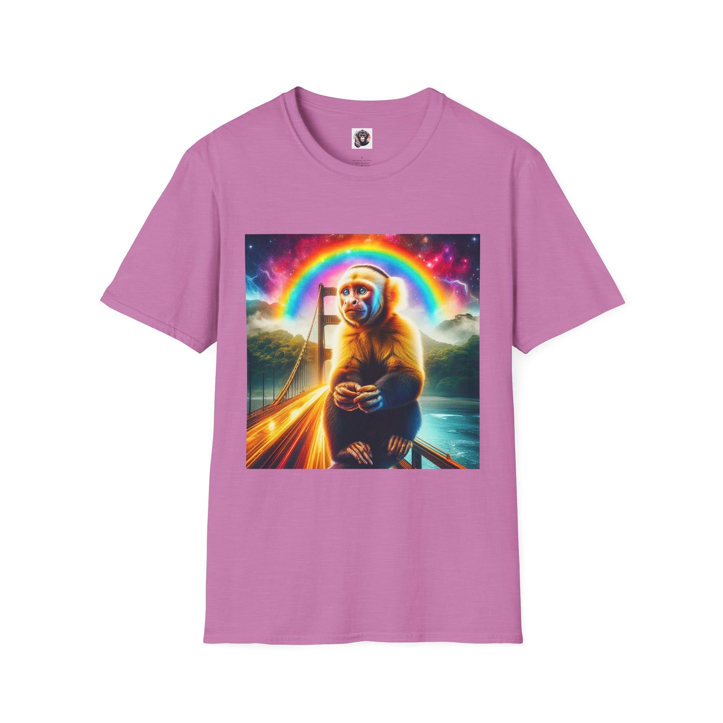 Capuchin Monkey rainbow bridge T-Shirt Printify S Heather Radiant Orchid