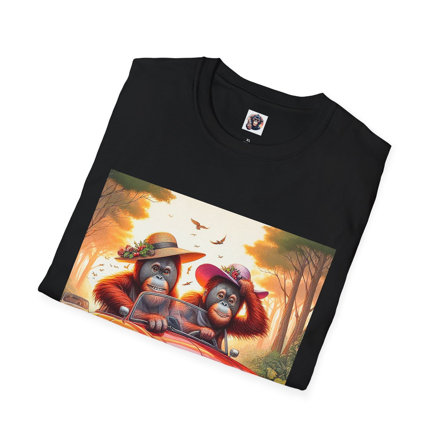 Wacky Orangutans red car T-Shirt Printify
