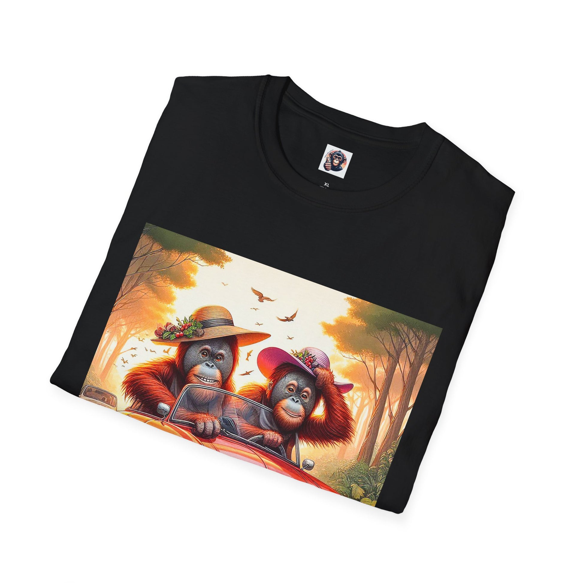 Wacky Orangutans red car T-Shirt Printify