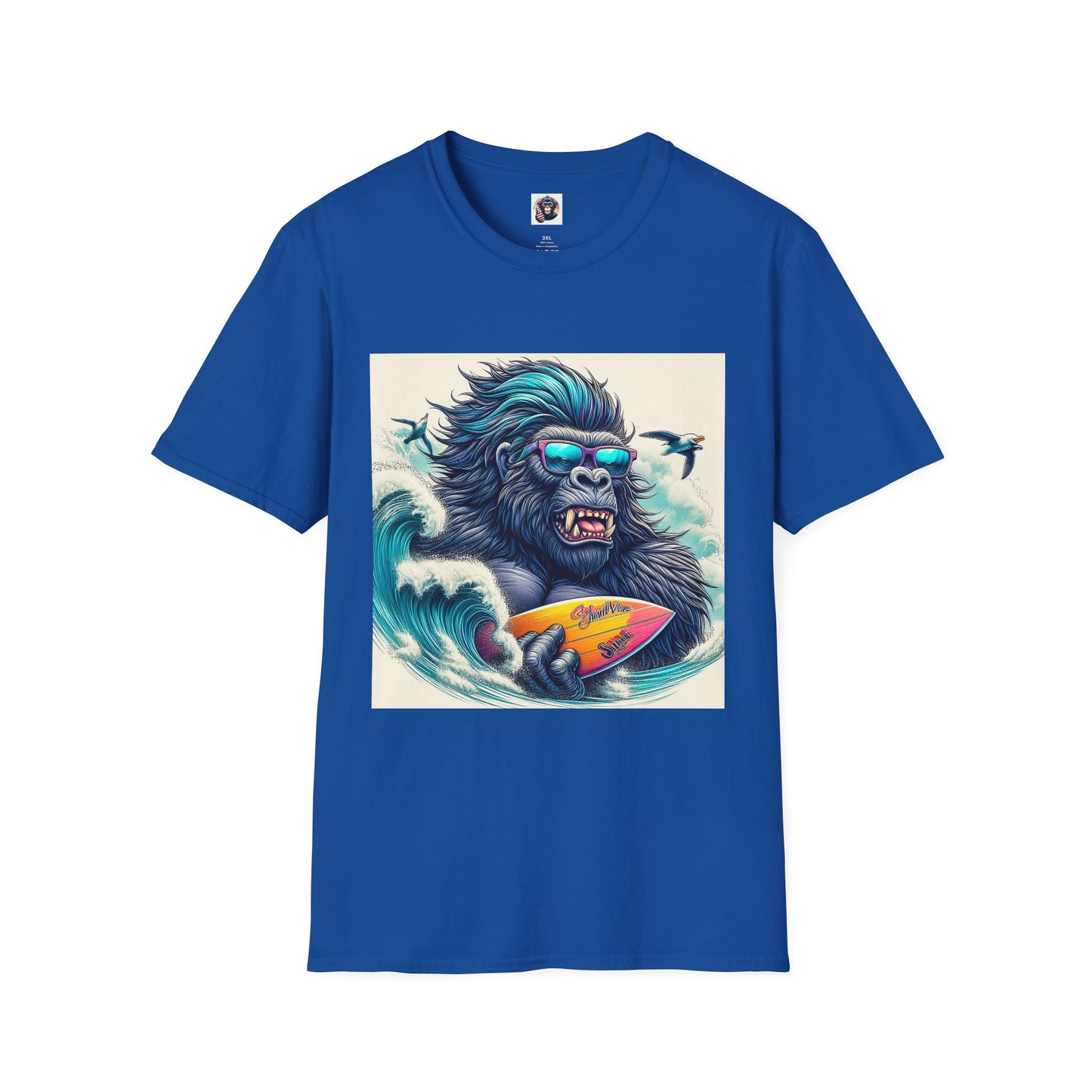 Gorilla surfer dude T-Shirt Printify XS Royal