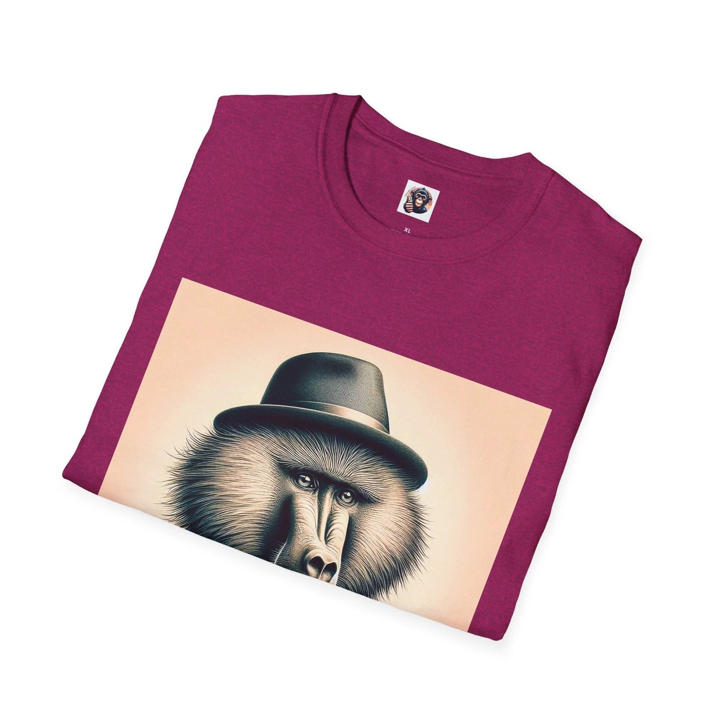 Baboon Themed Graphic T Shirt With Hat And Bow Tie For Wildlife Enthusiasts Unisex Cotton Tee by Printify