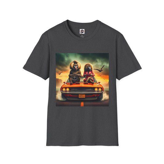 Wacky Baboon orange car T-Shirt Printify XS Dark Heather