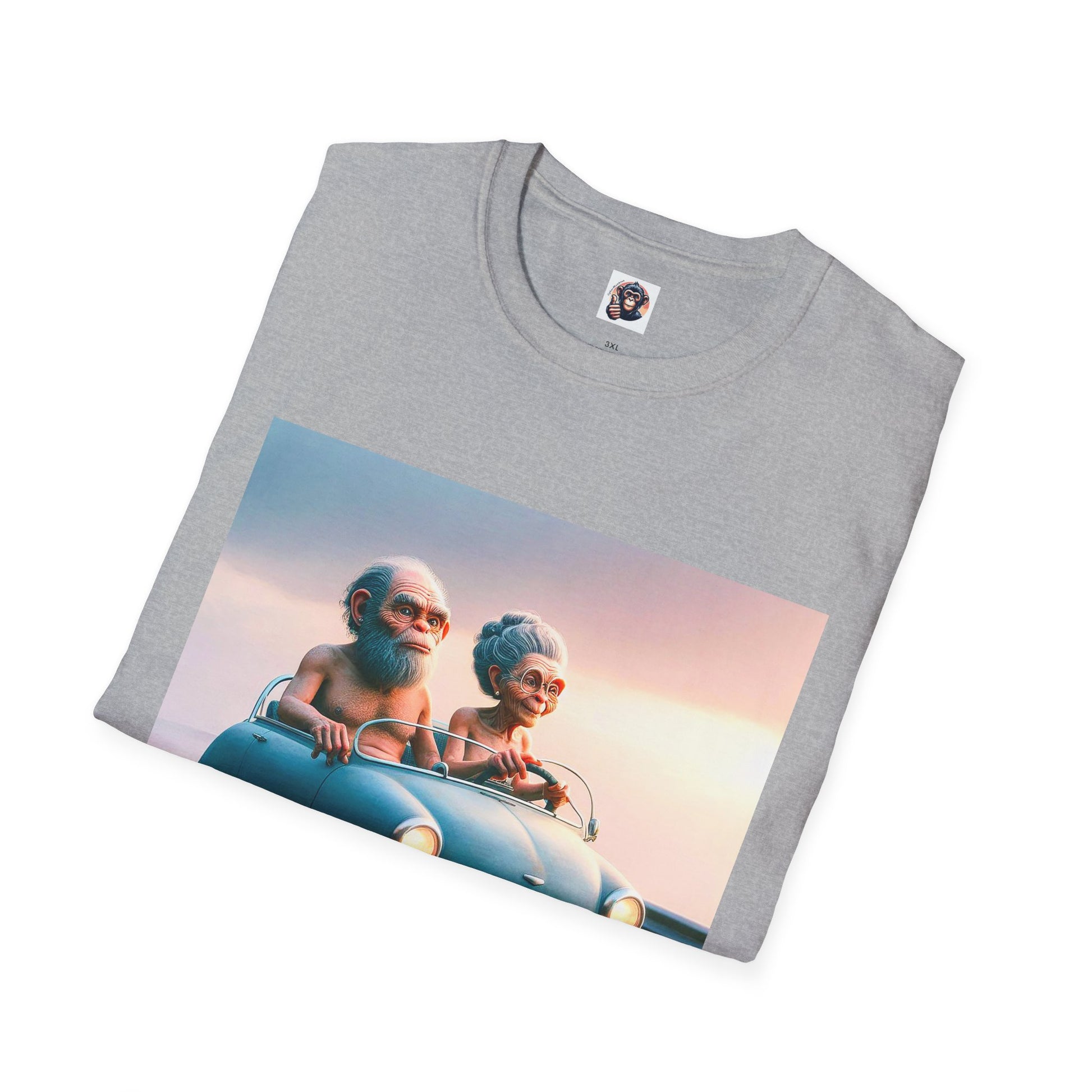 Wacky Homo Sapiens blue car T-Shirt Printify