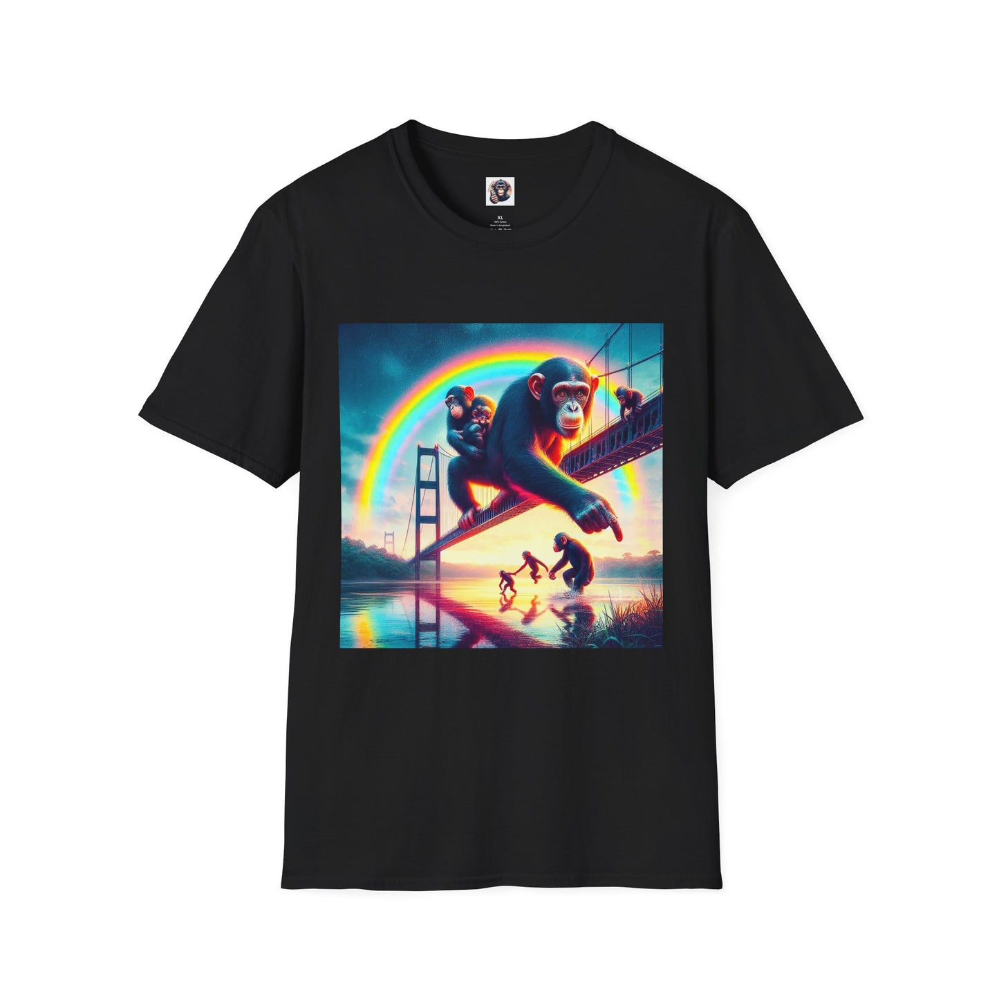 Bonobo rainbow and clouds T-Shirt Printify XS Black
