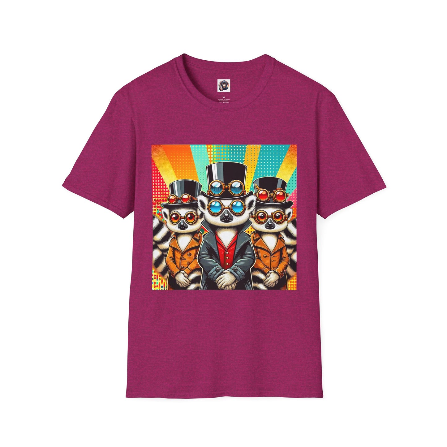 Lemurs steam punk cuties T-Shirt Printify S Antique Heliconia