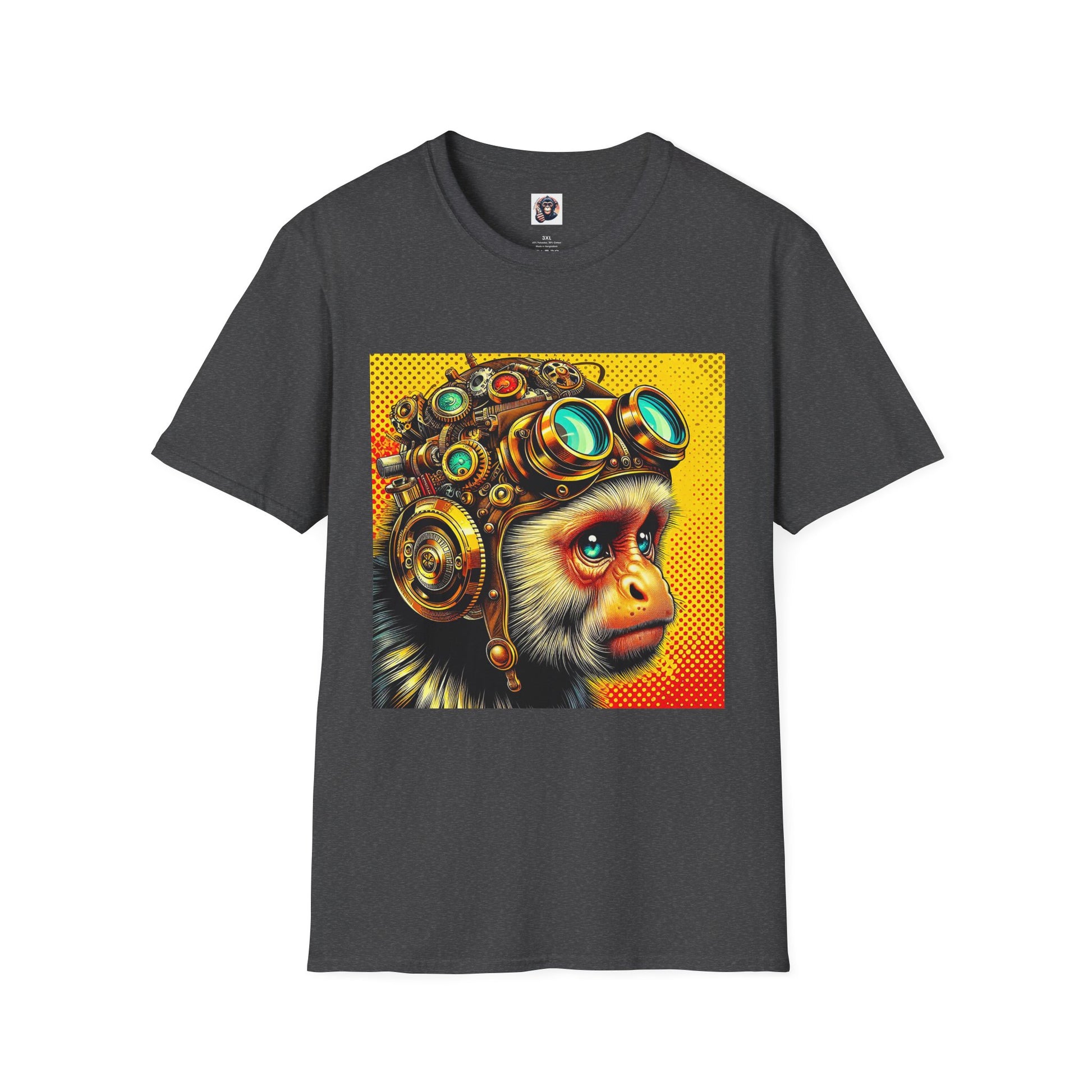 Capuchin Monkey steam punk T-Shirt Printify XS Dark Heather
