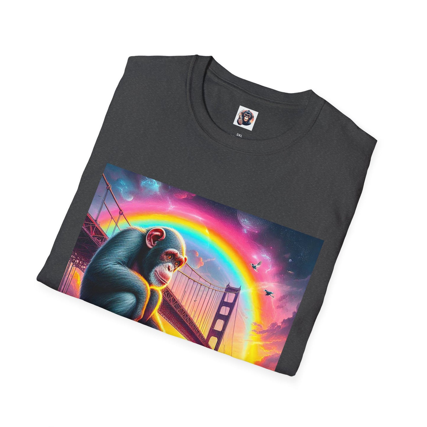 Chimp rainbow bridge T-Shirt Printify