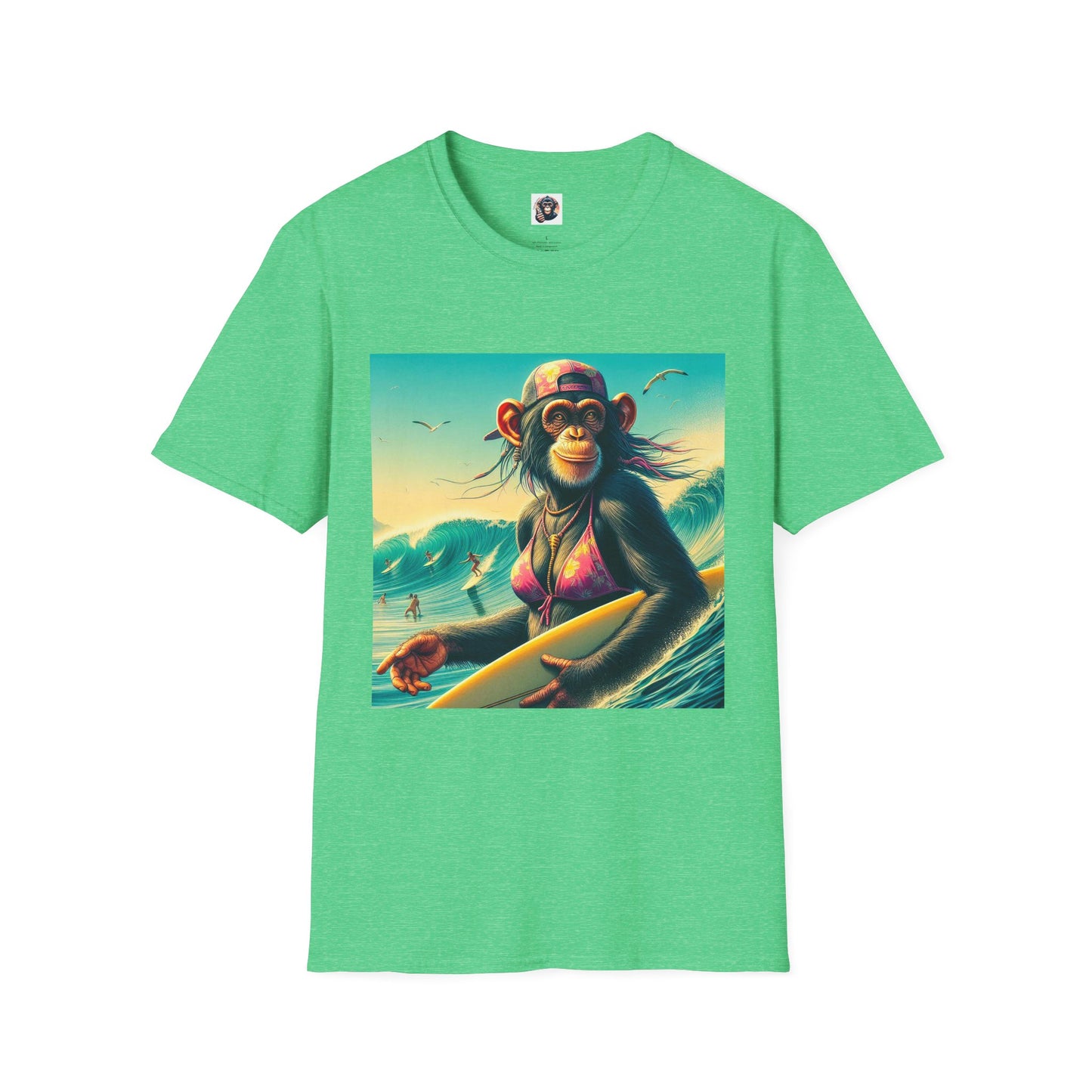 Chimp ocean babe T-Shirt Printify S Heather Irish Green