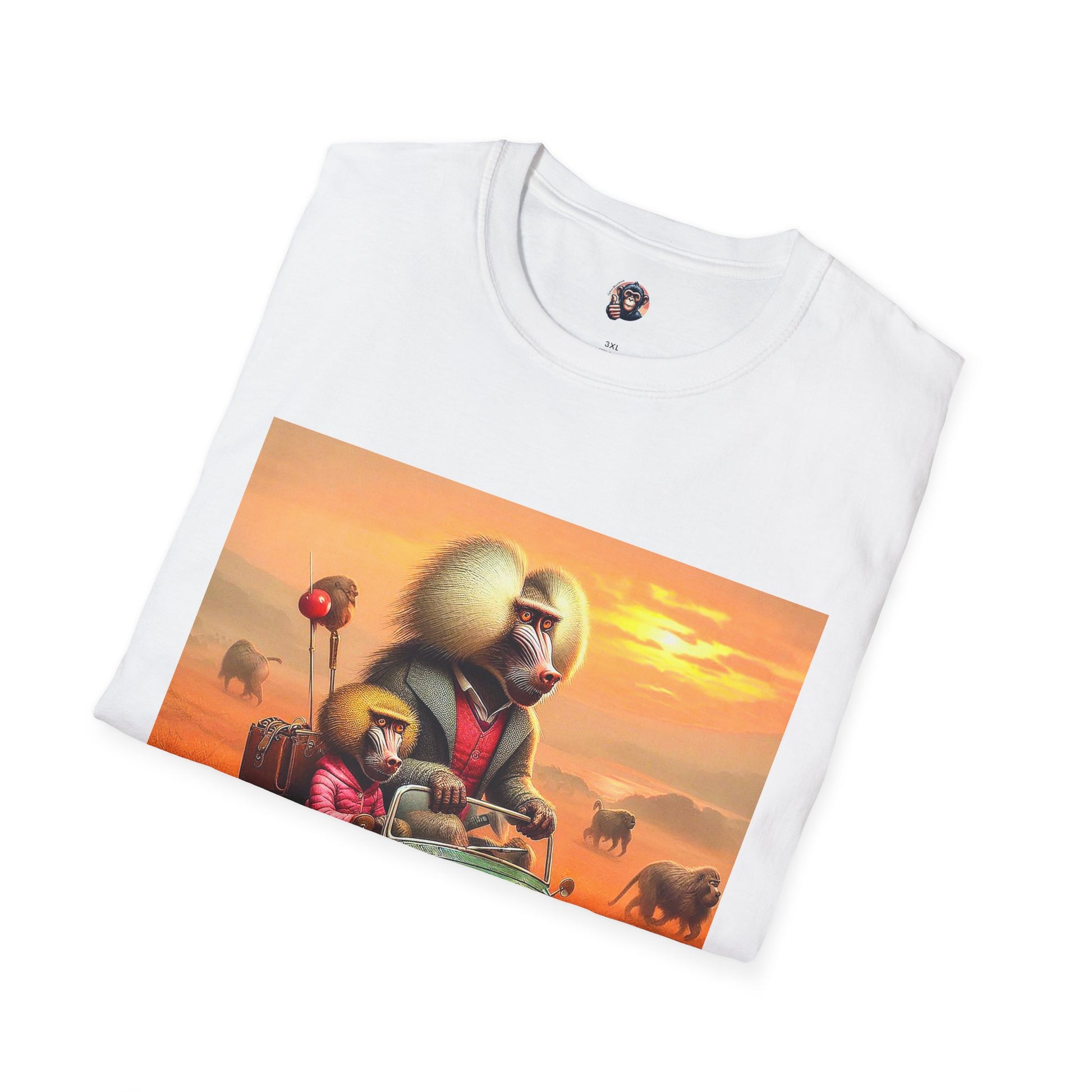 Wacky Baboon tiny car T-Shirt Printify