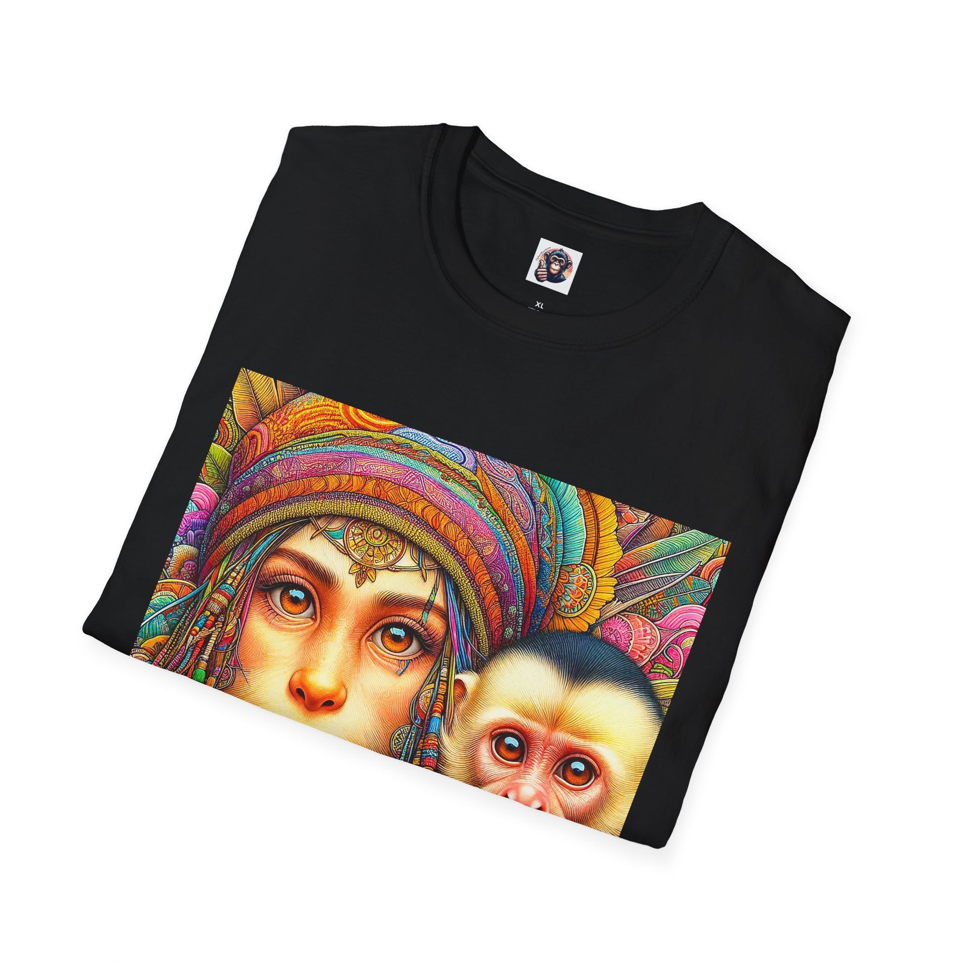 Capuchin Monkey hippie girl shirt T-Shirt Printify