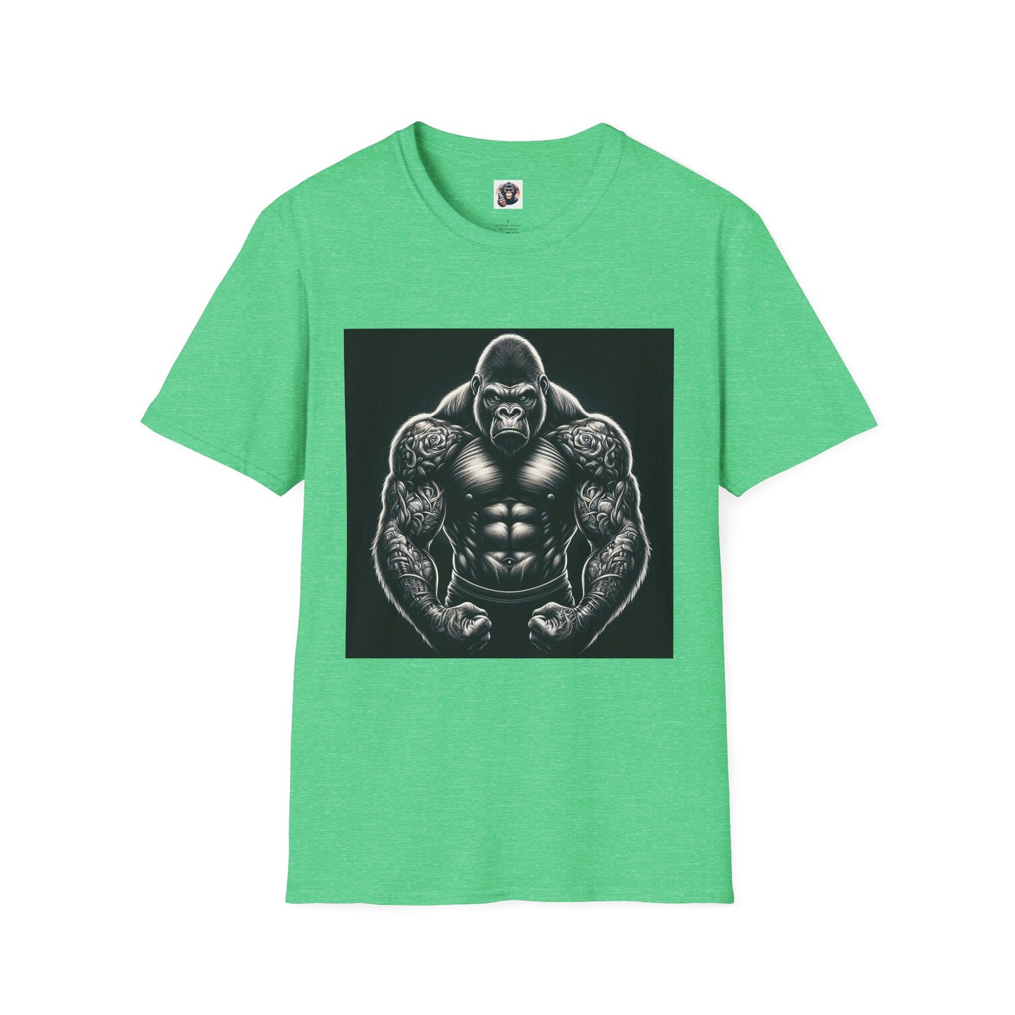 Gorilla muscles man T-Shirt Printify S Heather Irish Green