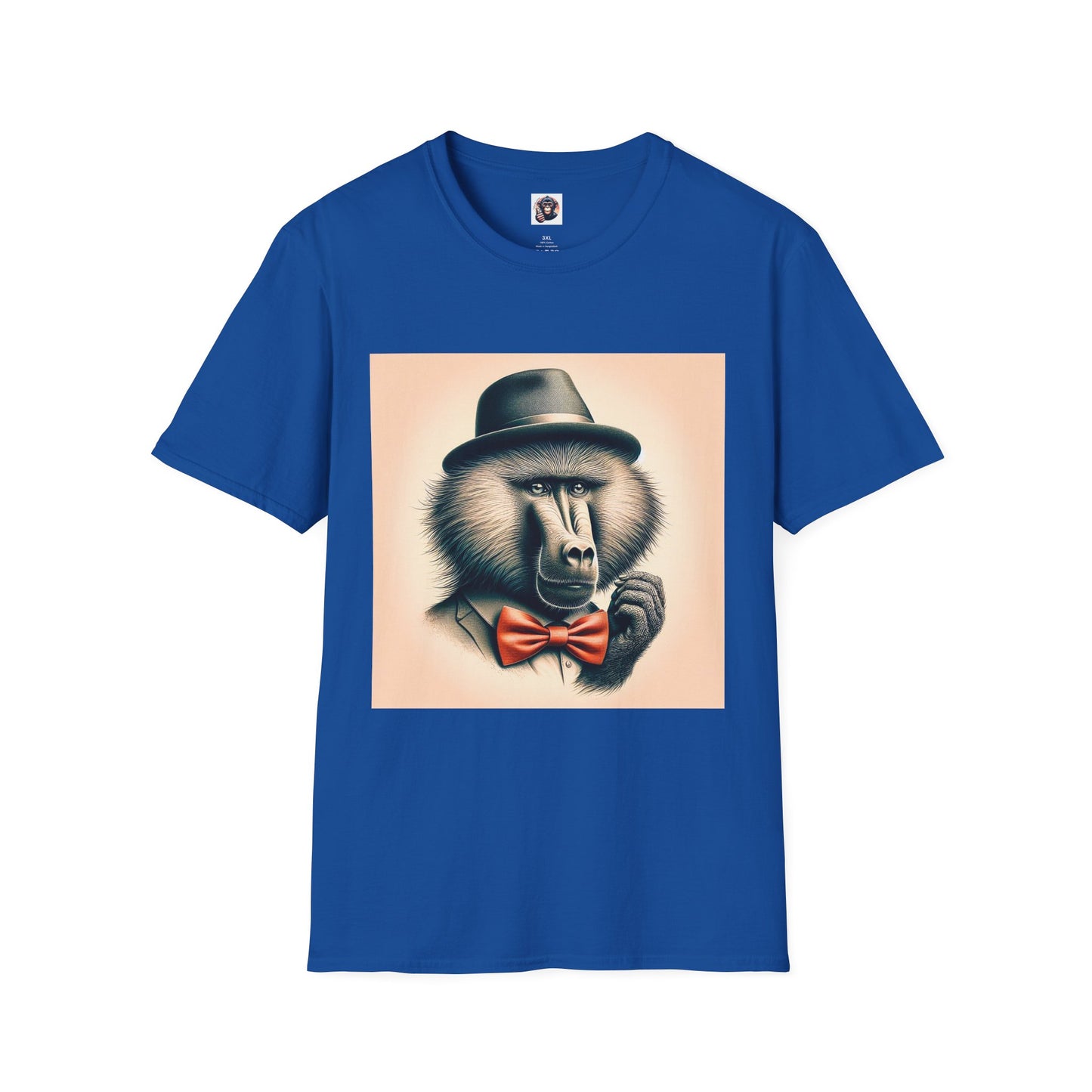Baboon hat and bow T-Shirt Printify XS Royal