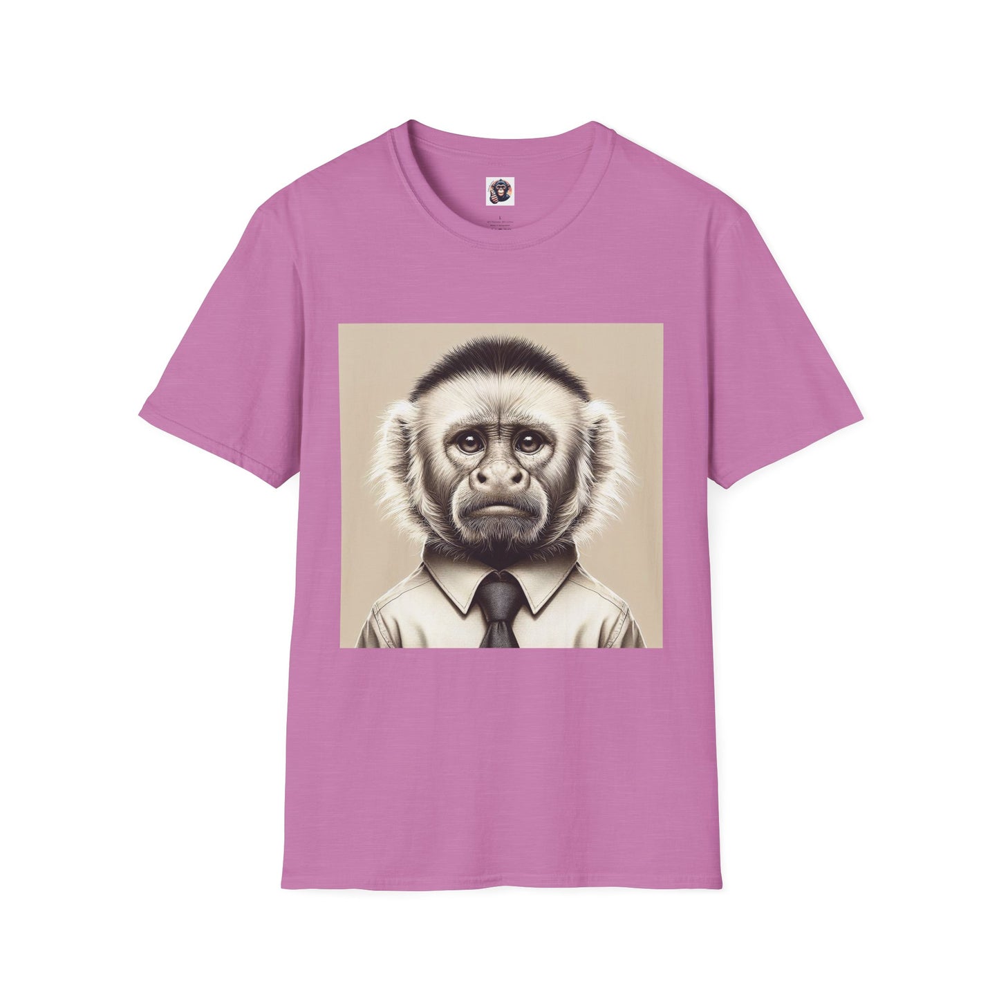 Capuchin Monkey business man T-Shirt Printify S Heather Radiant Orchid