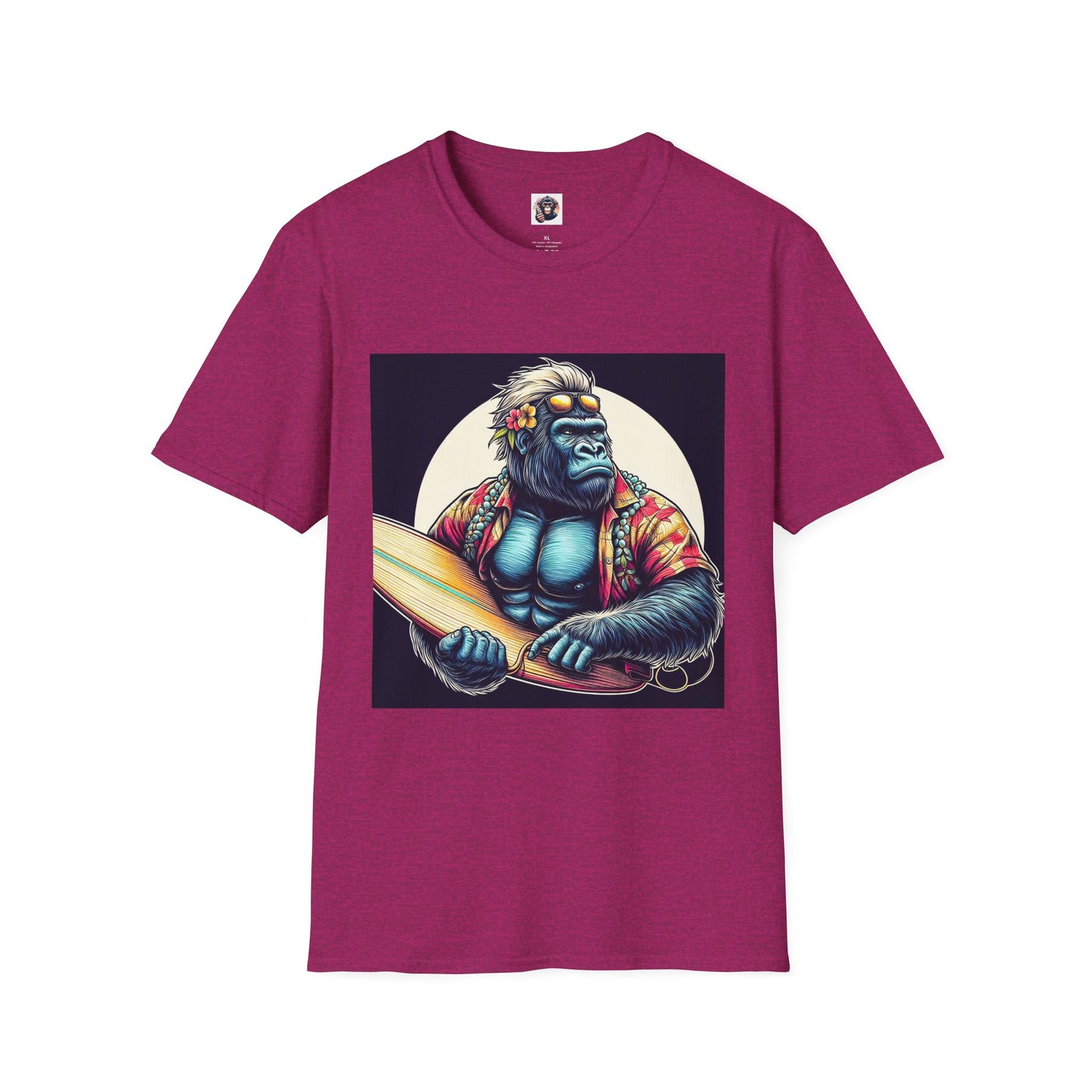 Gorilla surfer T-Shirt Printify S Antique Heliconia