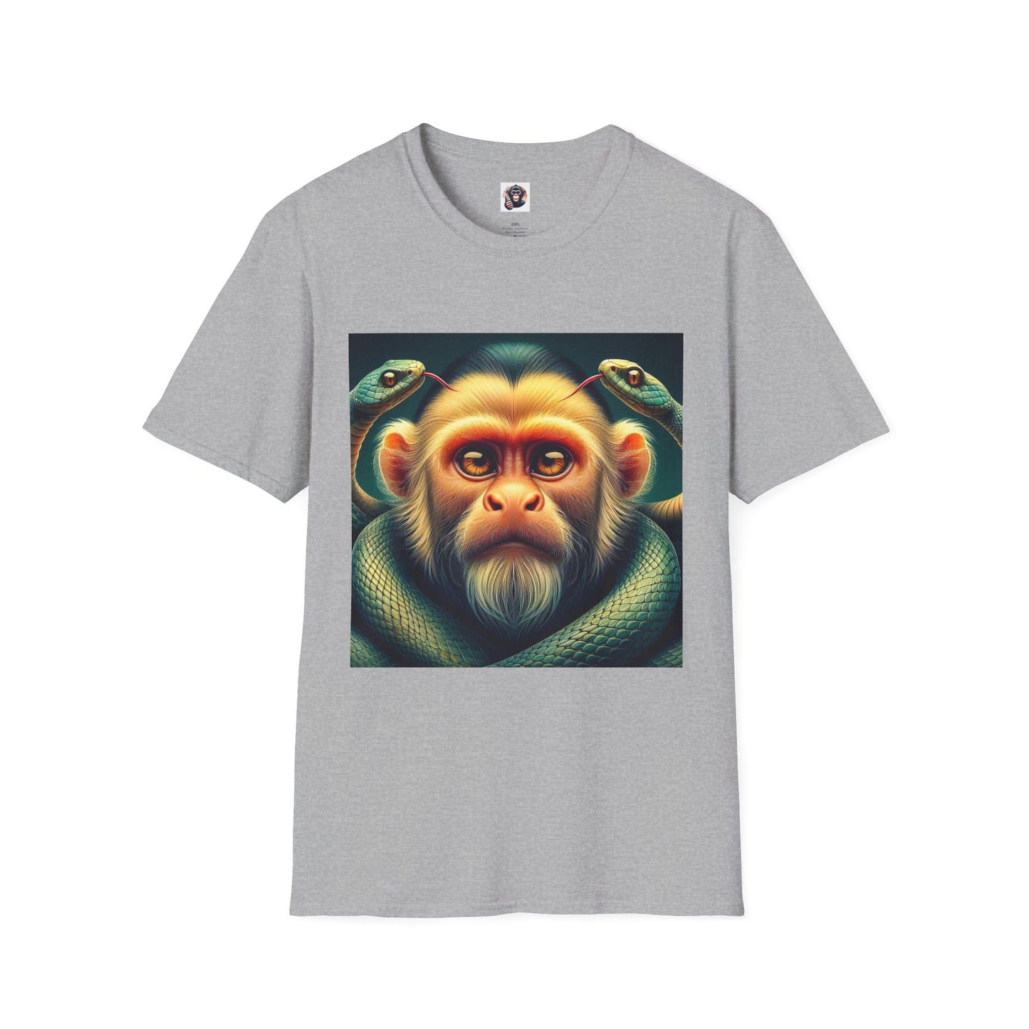 Capuchin Monkey scary snakes shirt T-Shirt Printify XS Sport Grey