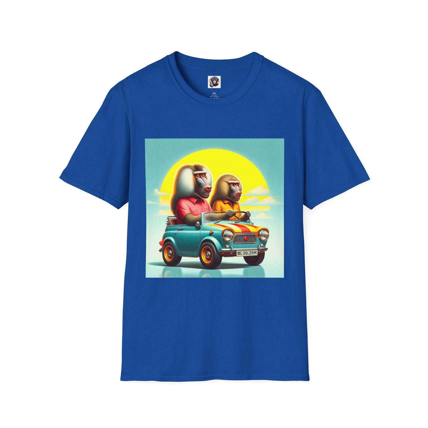 Wacky Baboon couple driving T-Shirt Printify XS Royal