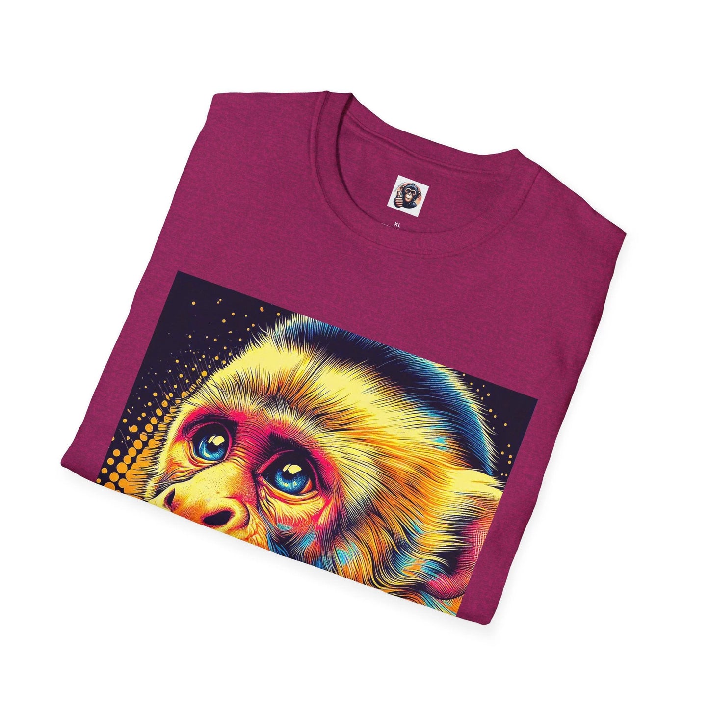 Capuchin Monkey Colorful Artwork T Shirt Soft Cotton Crew Neck Unisex Tee For Animal Lovers by Printify