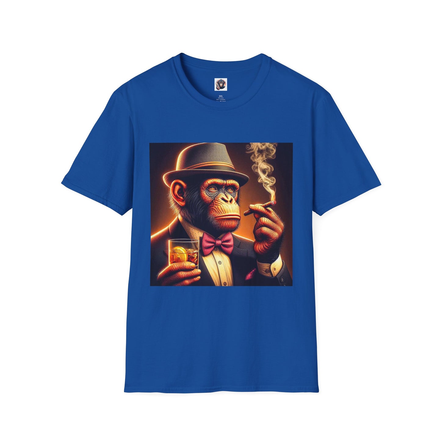 Bonobo whiskey anf cigars T-Shirt Printify XS Royal