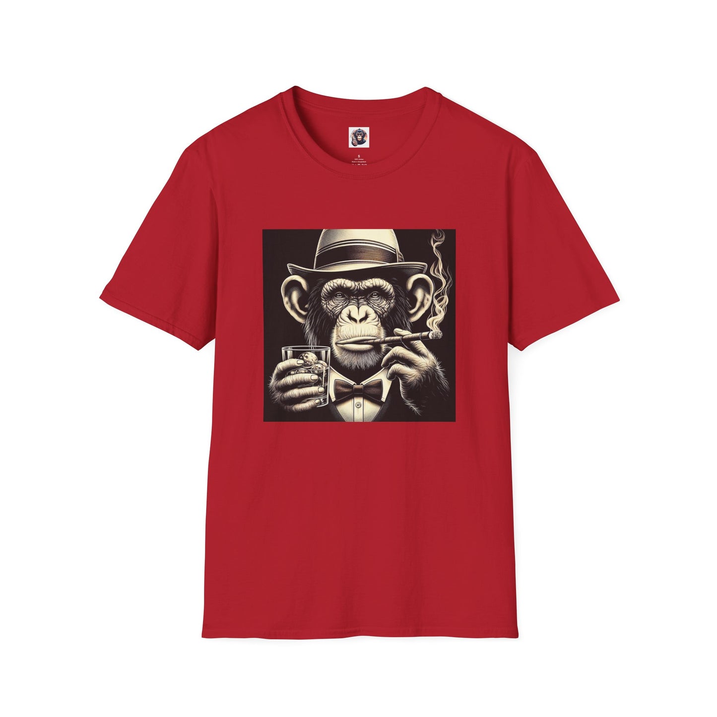 Chimp drink and smoke T-Shirt Printify S Cherry Red