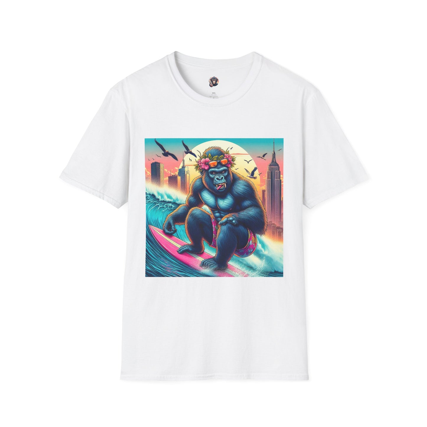 Gorilla pretty surfer T-Shirt Printify S White