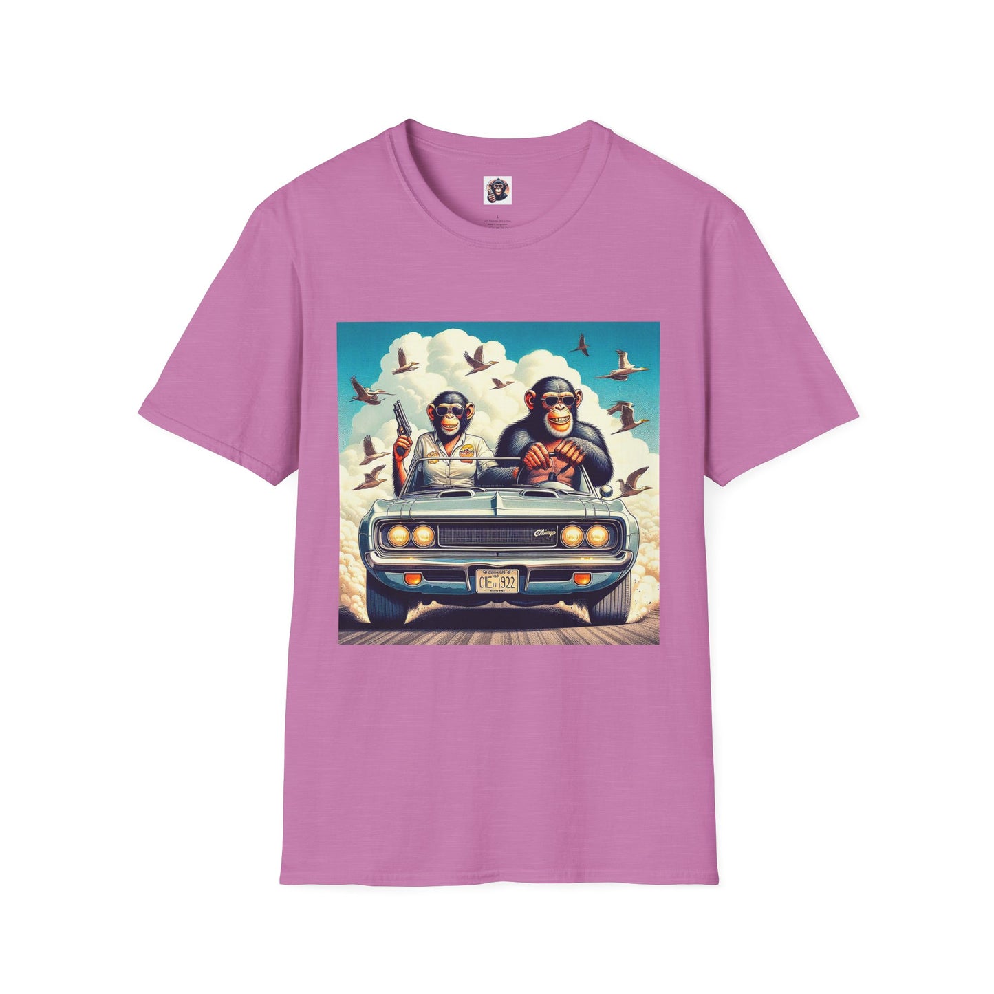 Wacky Chimp driving fun T-Shirt Printify S Heather Radiant Orchid