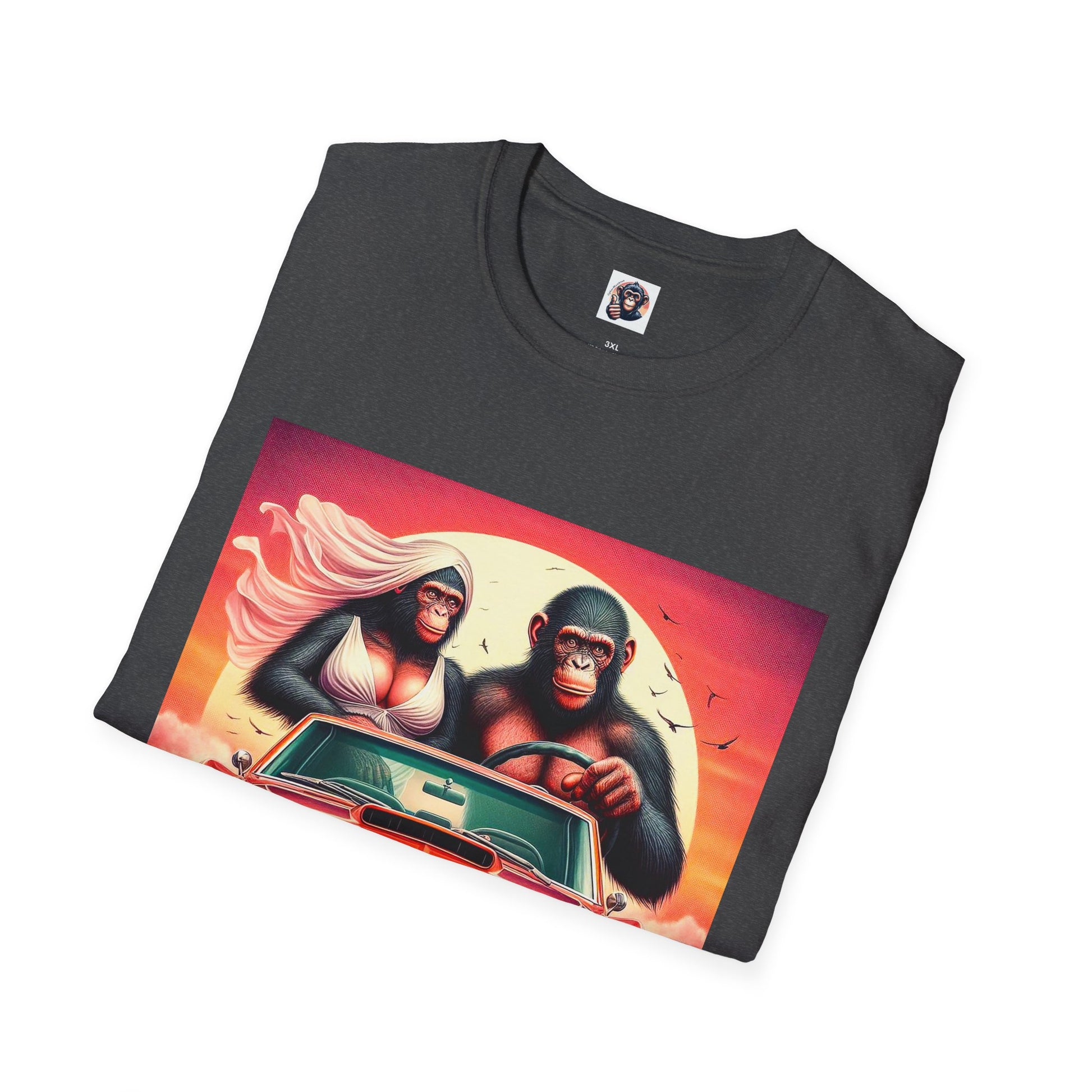 Wacky Bonobo red car T-Shirt Printify