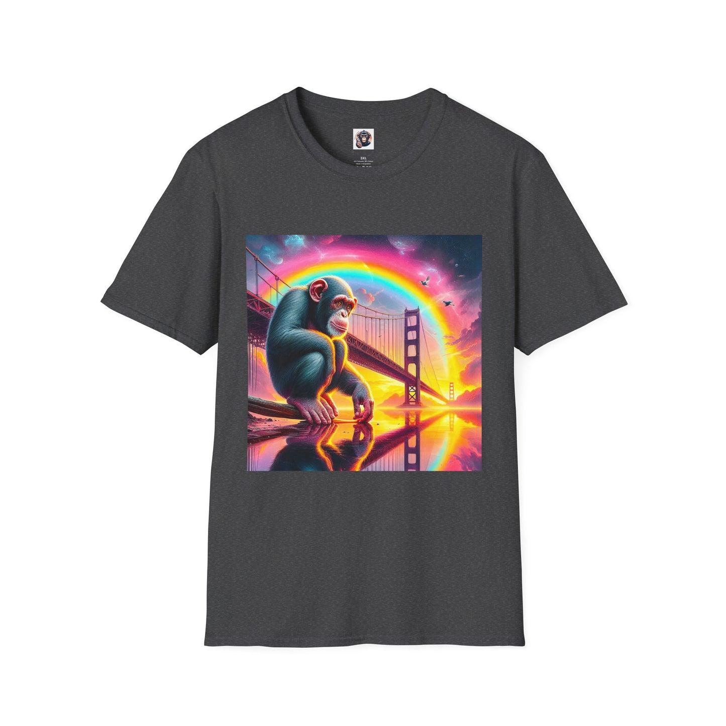 Chimp rainbow bridge T-Shirt Printify XS Dark Heather