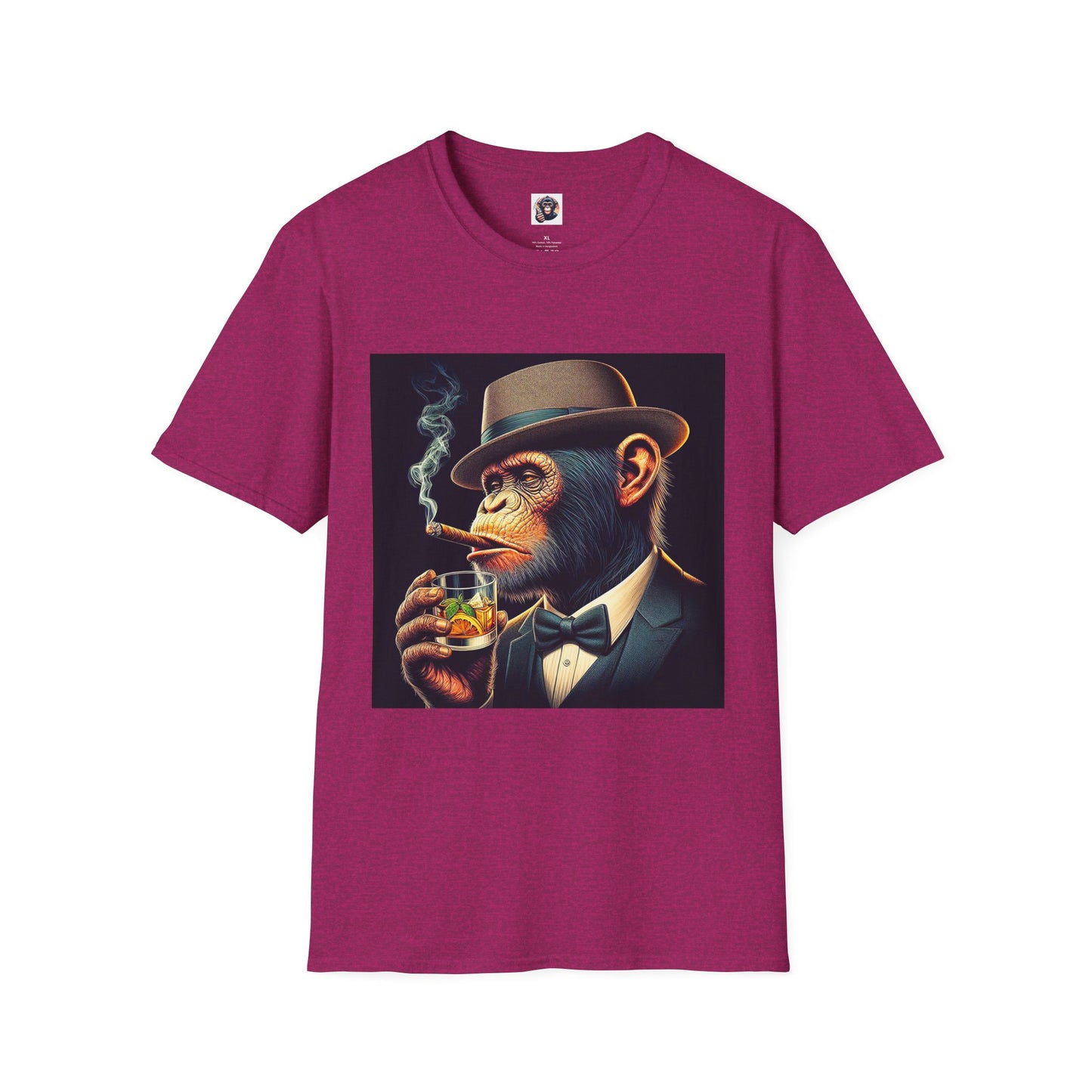 Bonobo cigars and whiskey T-Shirt Printify S Antique Heliconia