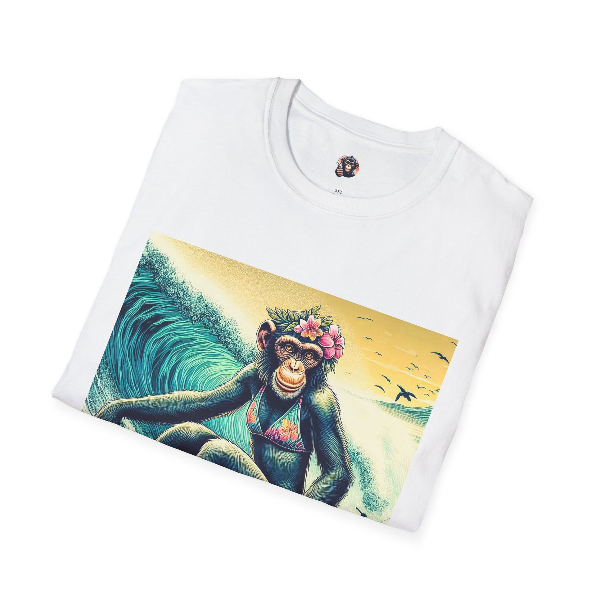 Chimp surfer girl T-Shirt Printify