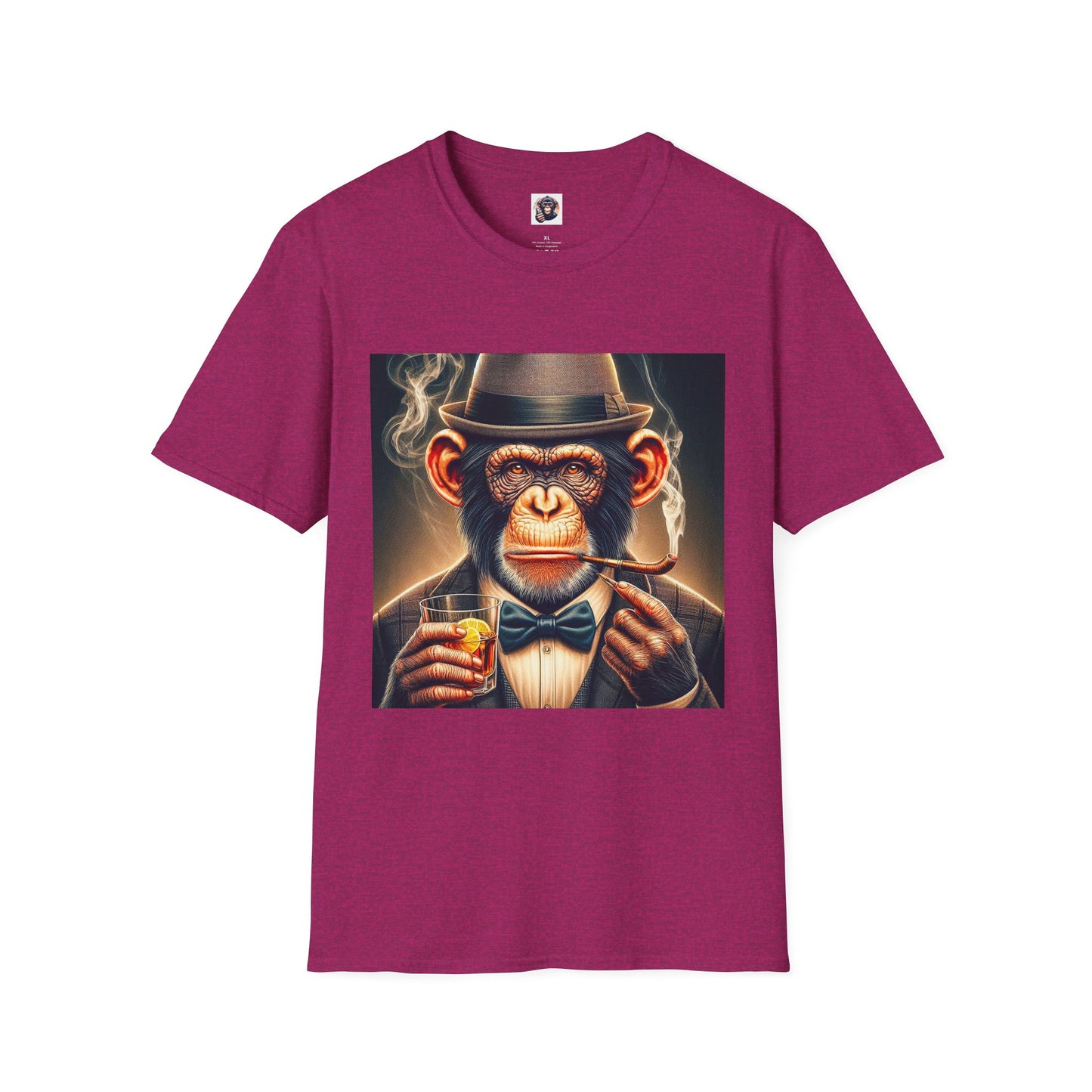 Chimp whiskey and cigars T-Shirt Printify S Antique Heliconia