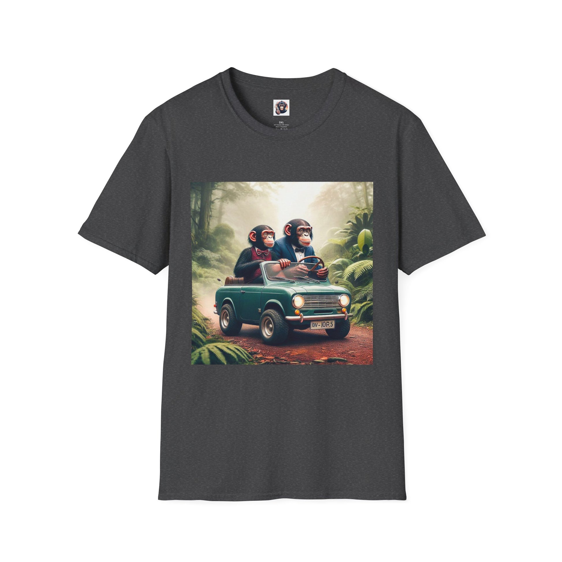 Wacky Bonobo car driving T-Shirt Printify XS Dark Heather
