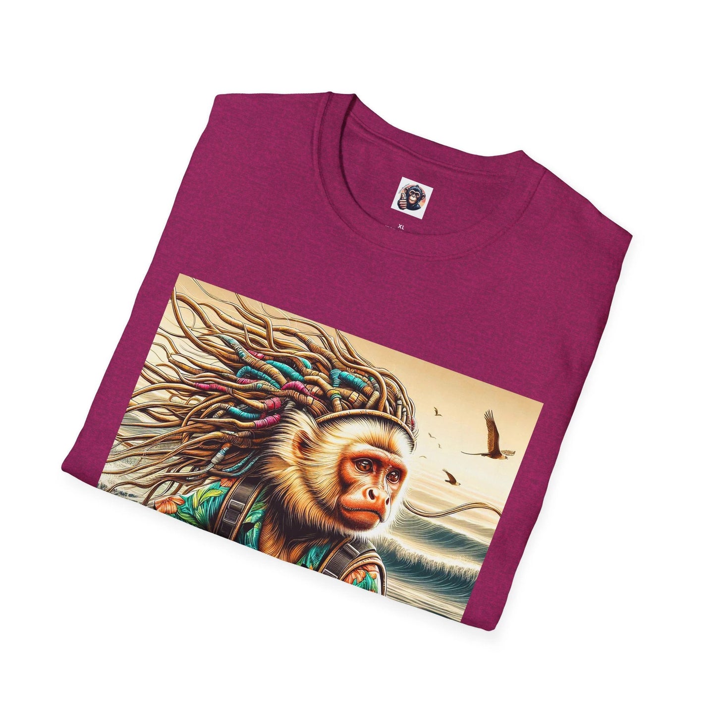 Capuchin Monkey Surfer Warrior King Graphic T Shirt With Vibrant Ocean Art Print by Printify