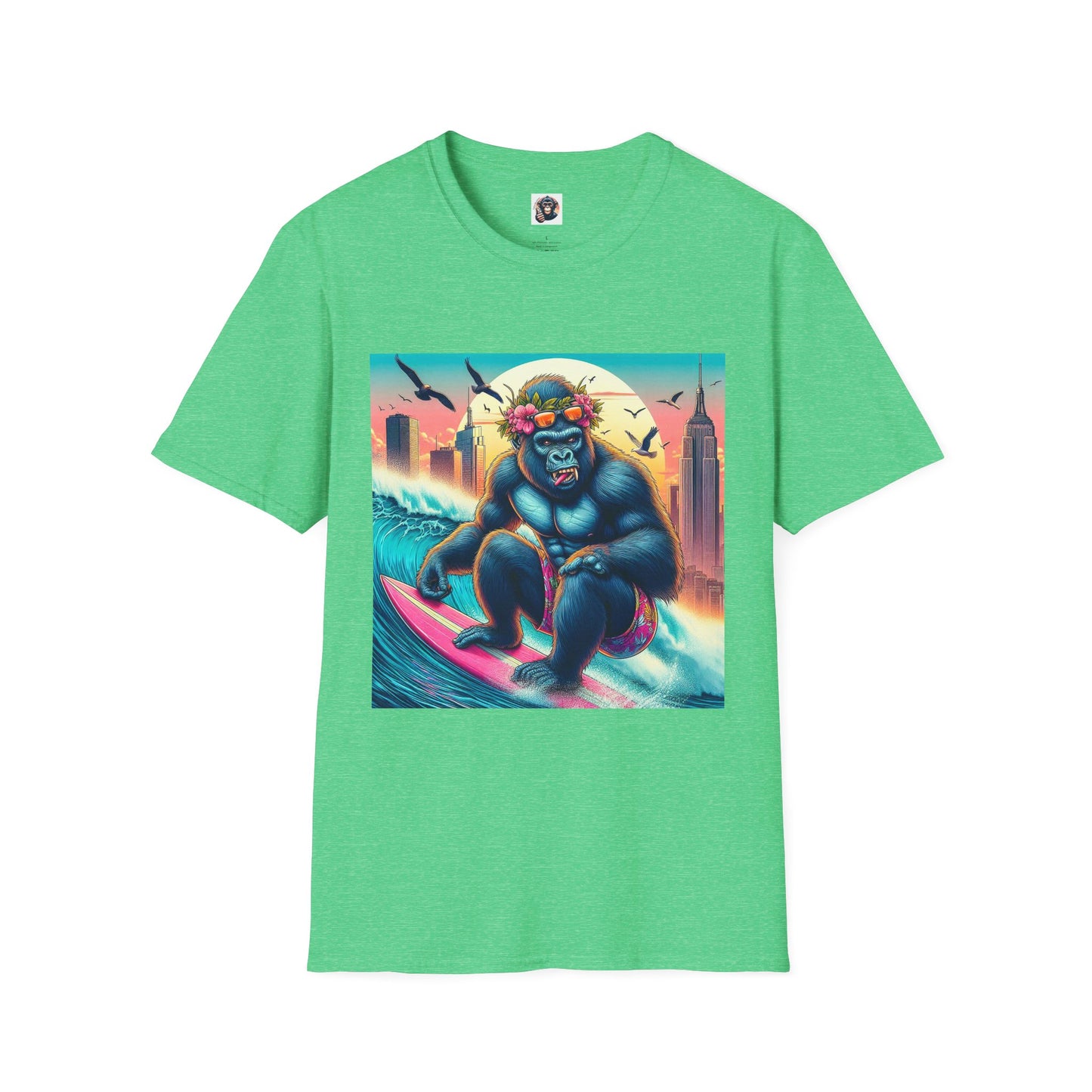 Gorilla pretty surfer T-Shirt Printify S Heather Irish Green