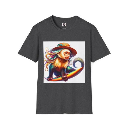 Capuchin Monkey beach surfer T-Shirt Printify XS Dark Heather