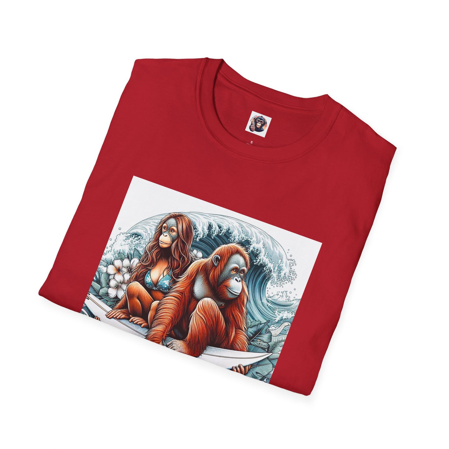 Orangutans surfing